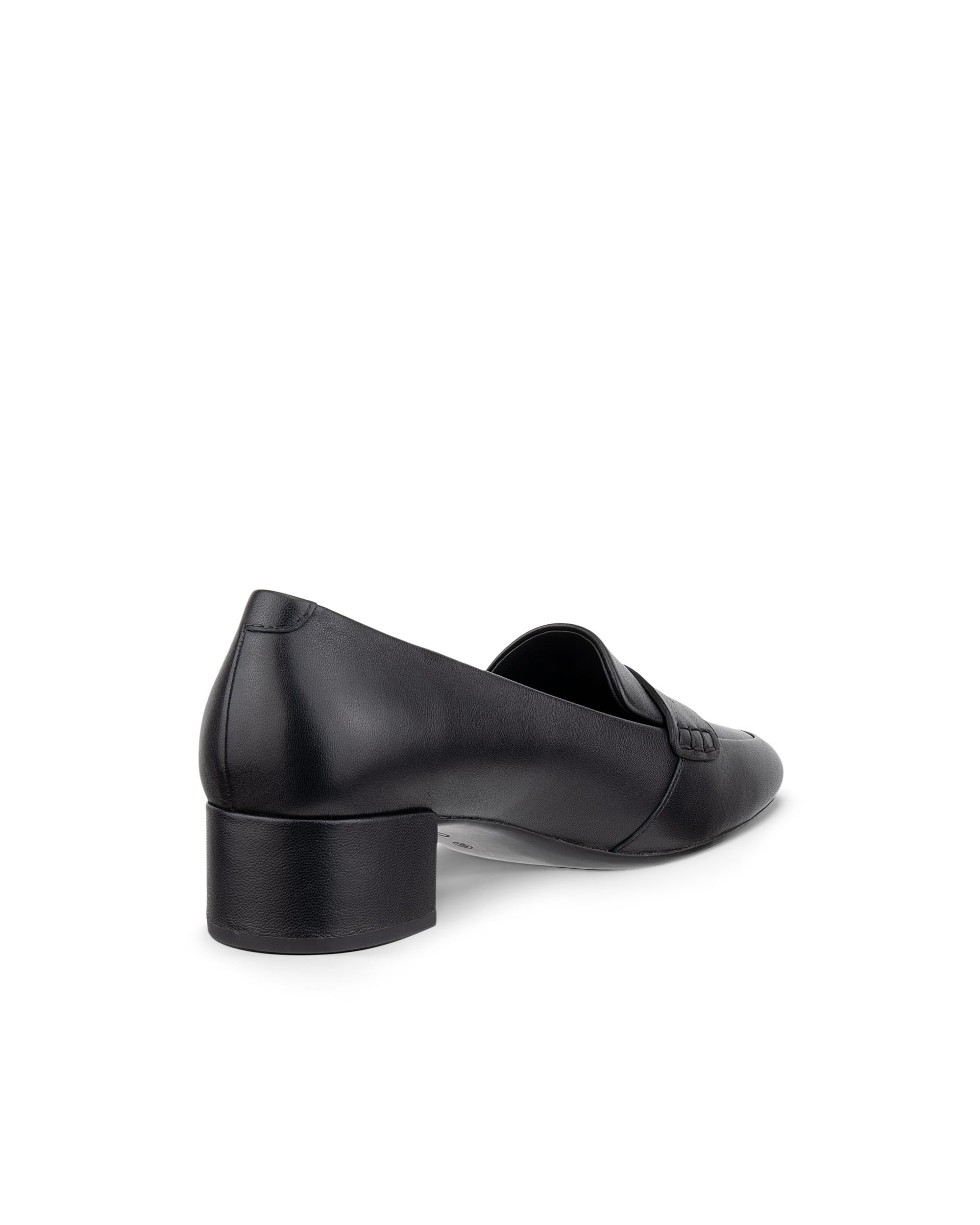 Women's ECCO® LIVA 35 Leather Block-Heeled Loafer - Black - Outside