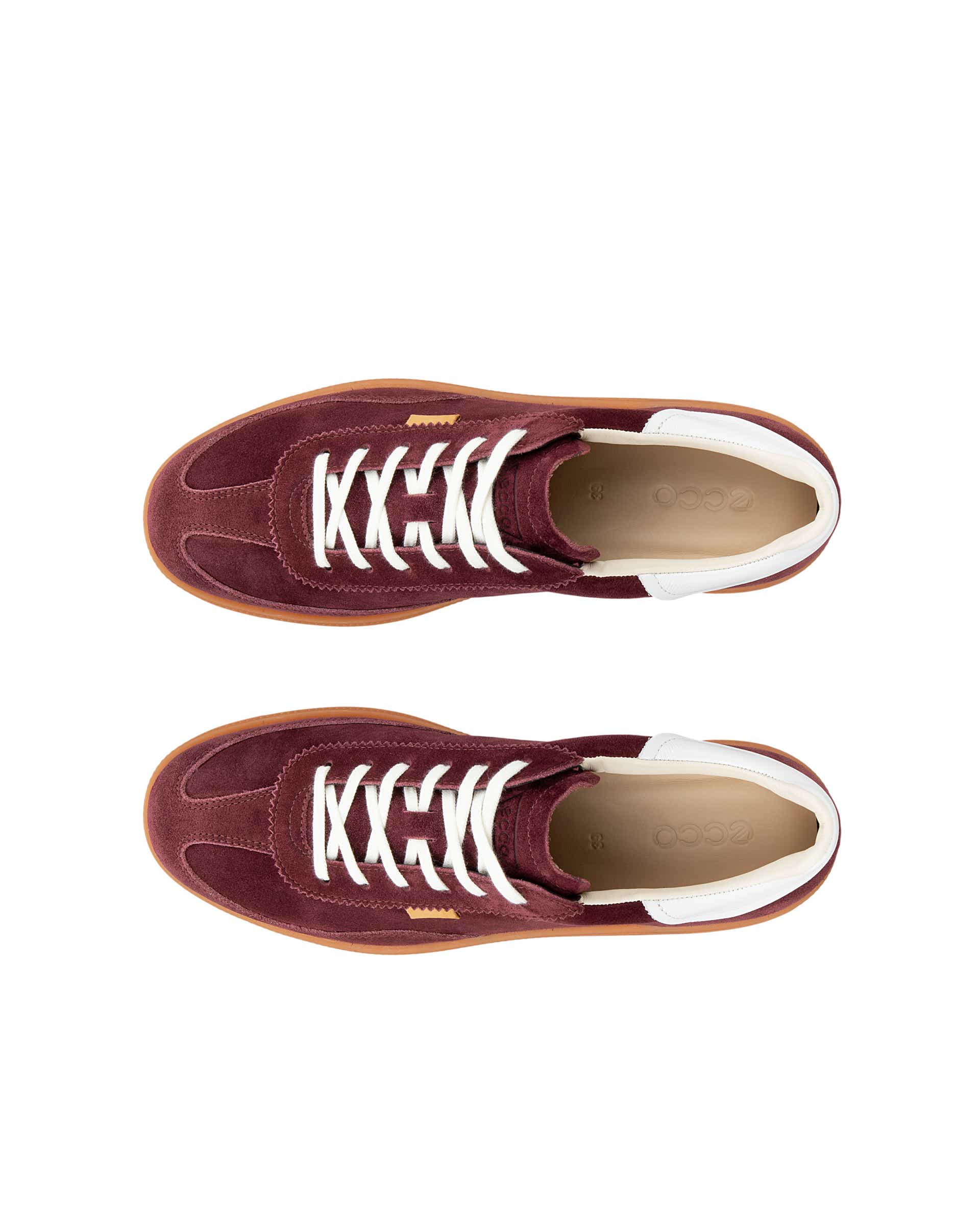 Women's ECCO® Soft 11 Suede Sneaker - Red - Top left pair