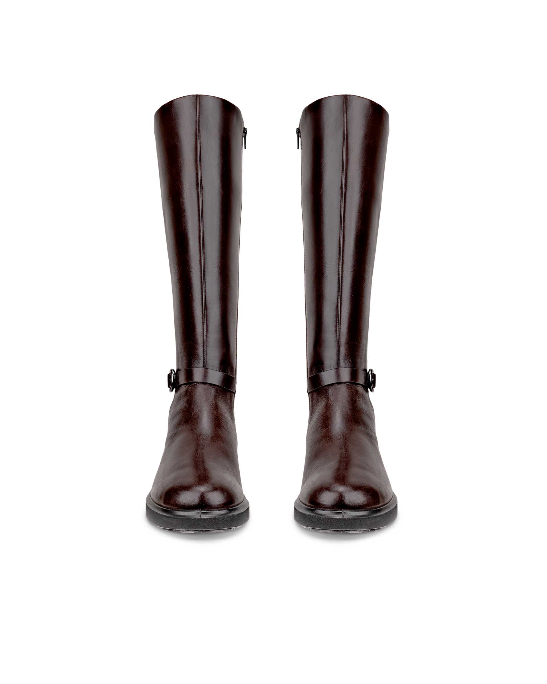 Women's ECCO® Metropole Amsterdam Leather Knee-High Boot - Brown - Front pair