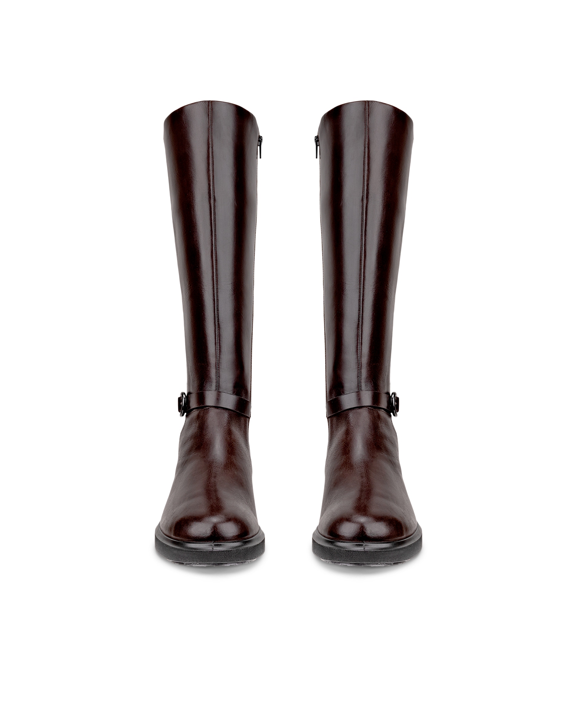 Women's ECCO® Metropole Amsterdam Leather Knee-High Boot - Brown - Front pair