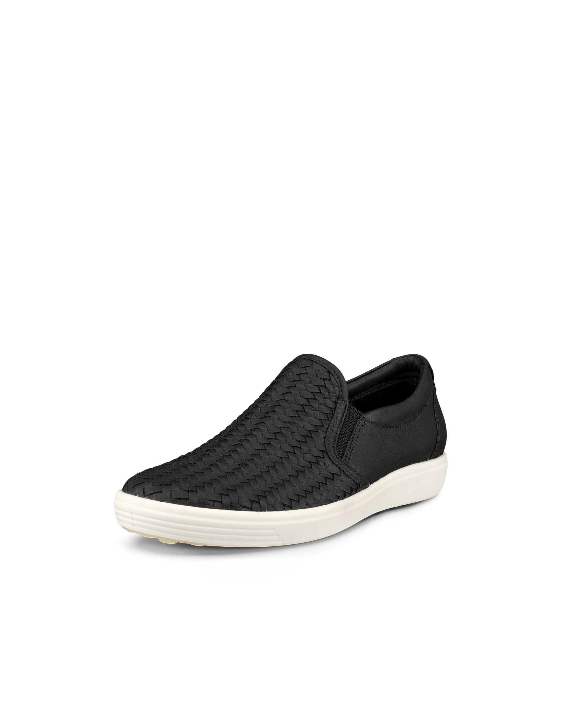 Women's ECCO® Soft 7 Leather Slip-On Sneaker - Black - Main