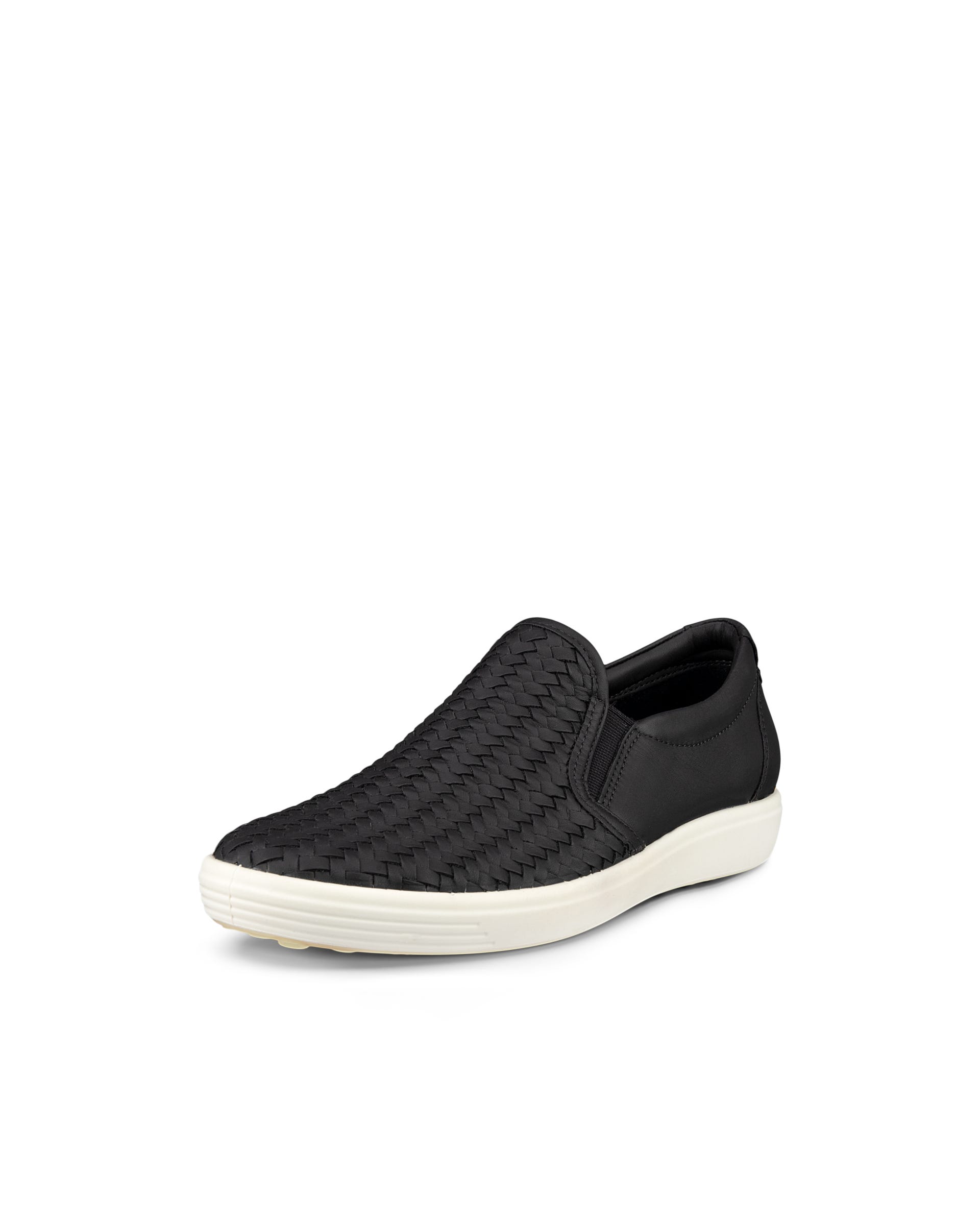 Women's ECCO® Soft 7 Leather Slip-On Sneaker - Black - Main
