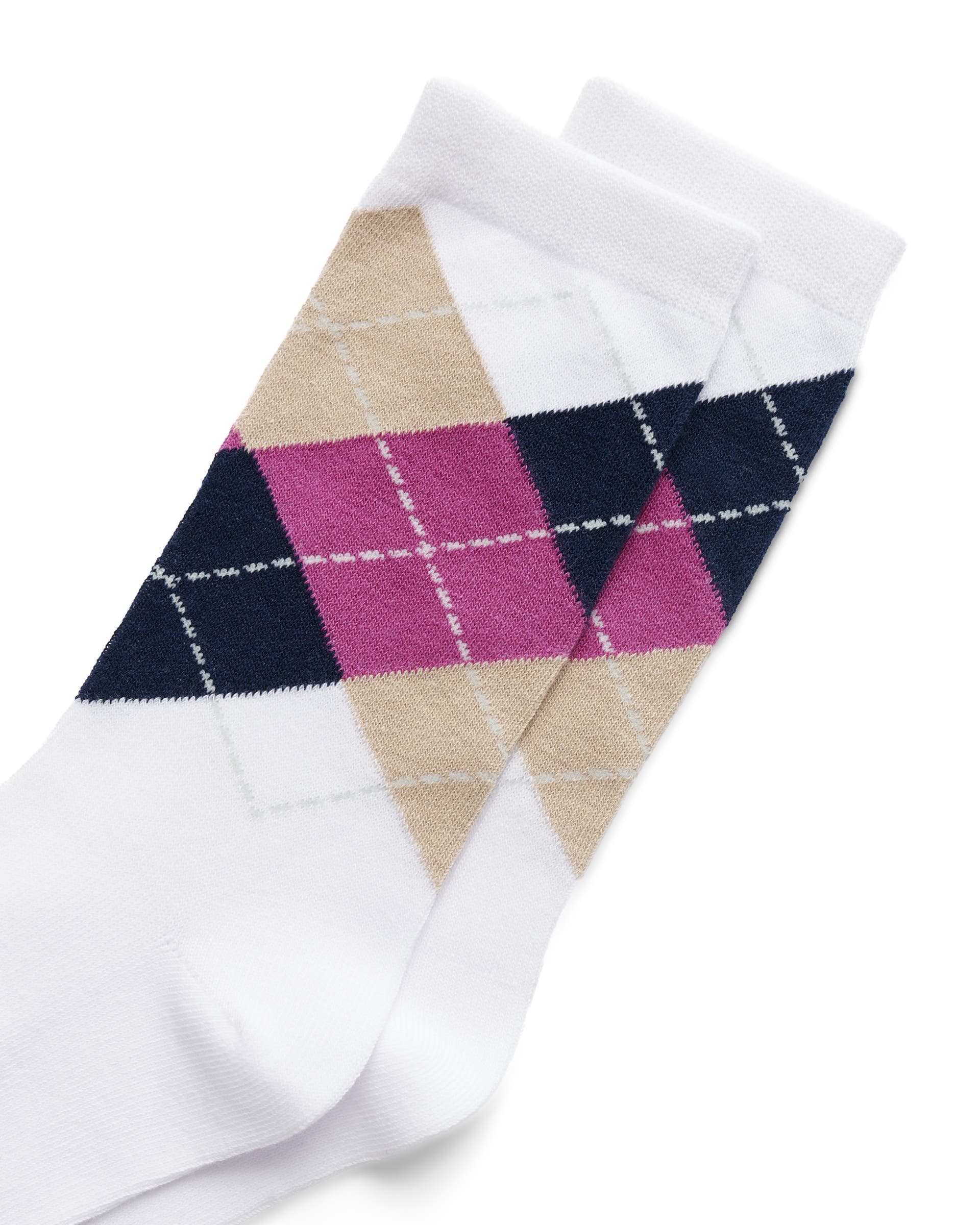 Women's ECCO® Classic Harlequin Mid-Cut Socks - White - Detail-1