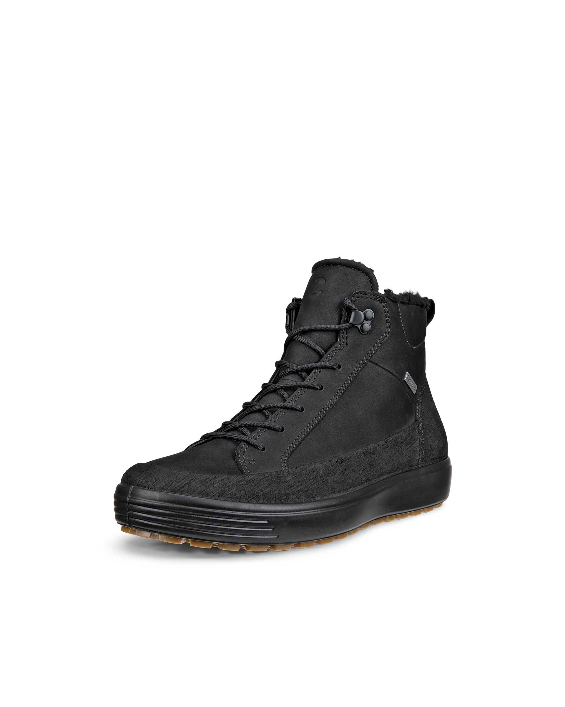 Men's ECCO® Soft 7 Tred Leather Gore-Tex High-Top Boot - Black - Main