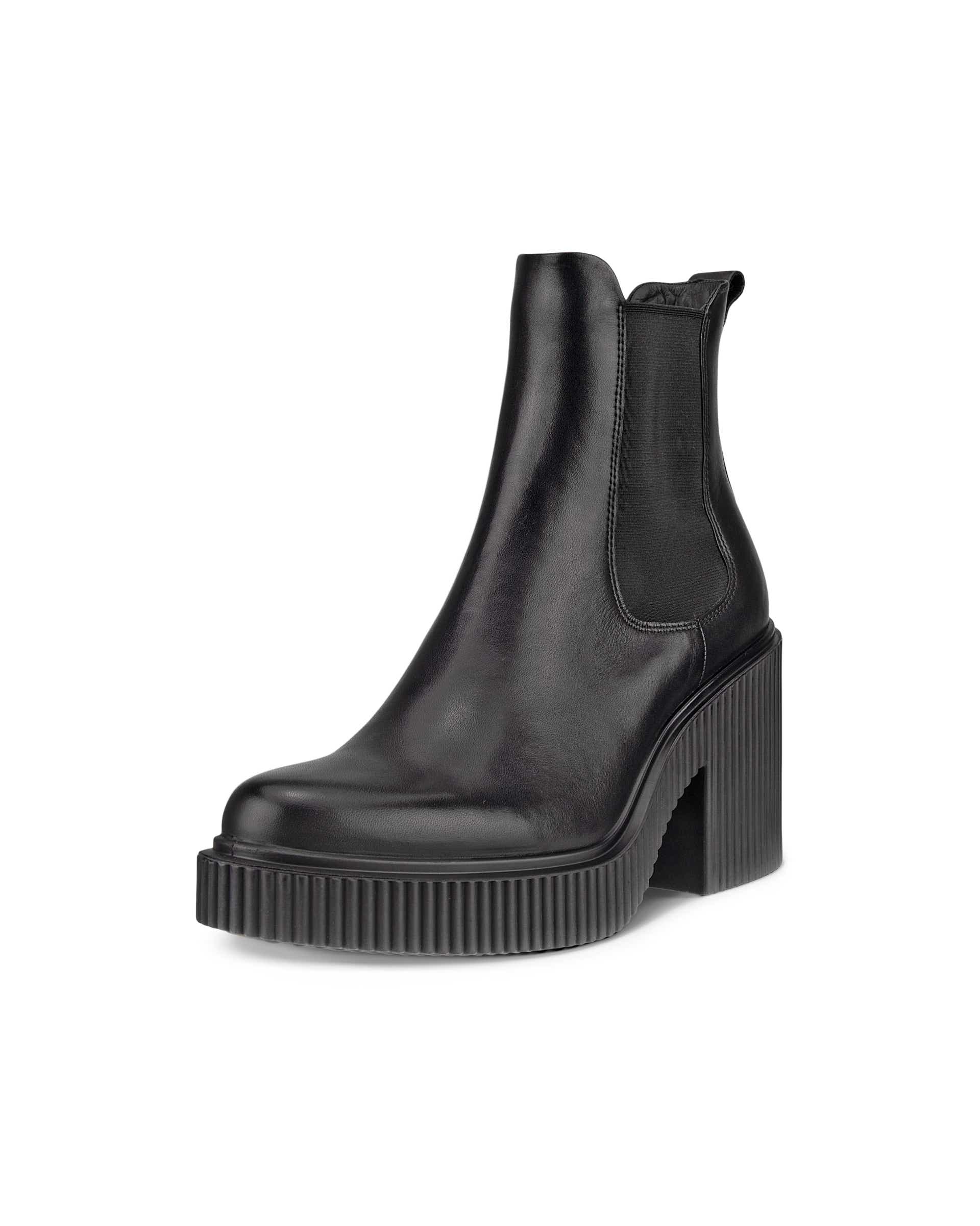 ECCO Fluted Heel ウィメンズ レザーチェルシーブーツ - ブラック - Main