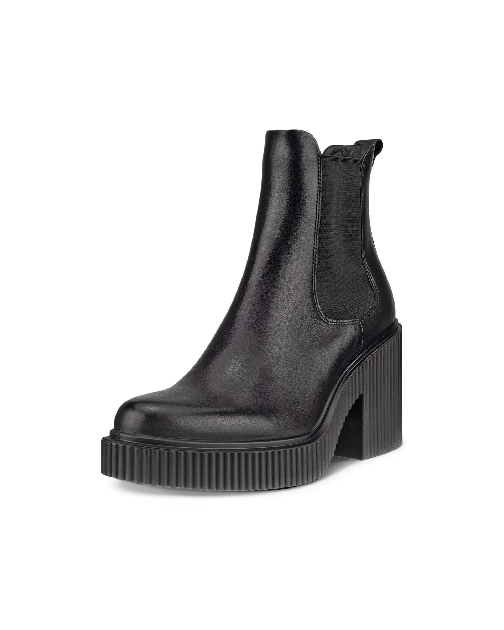 ECCO Fluted Heel ウィメンズ レザーチェルシーブーツ - ブラック - Main