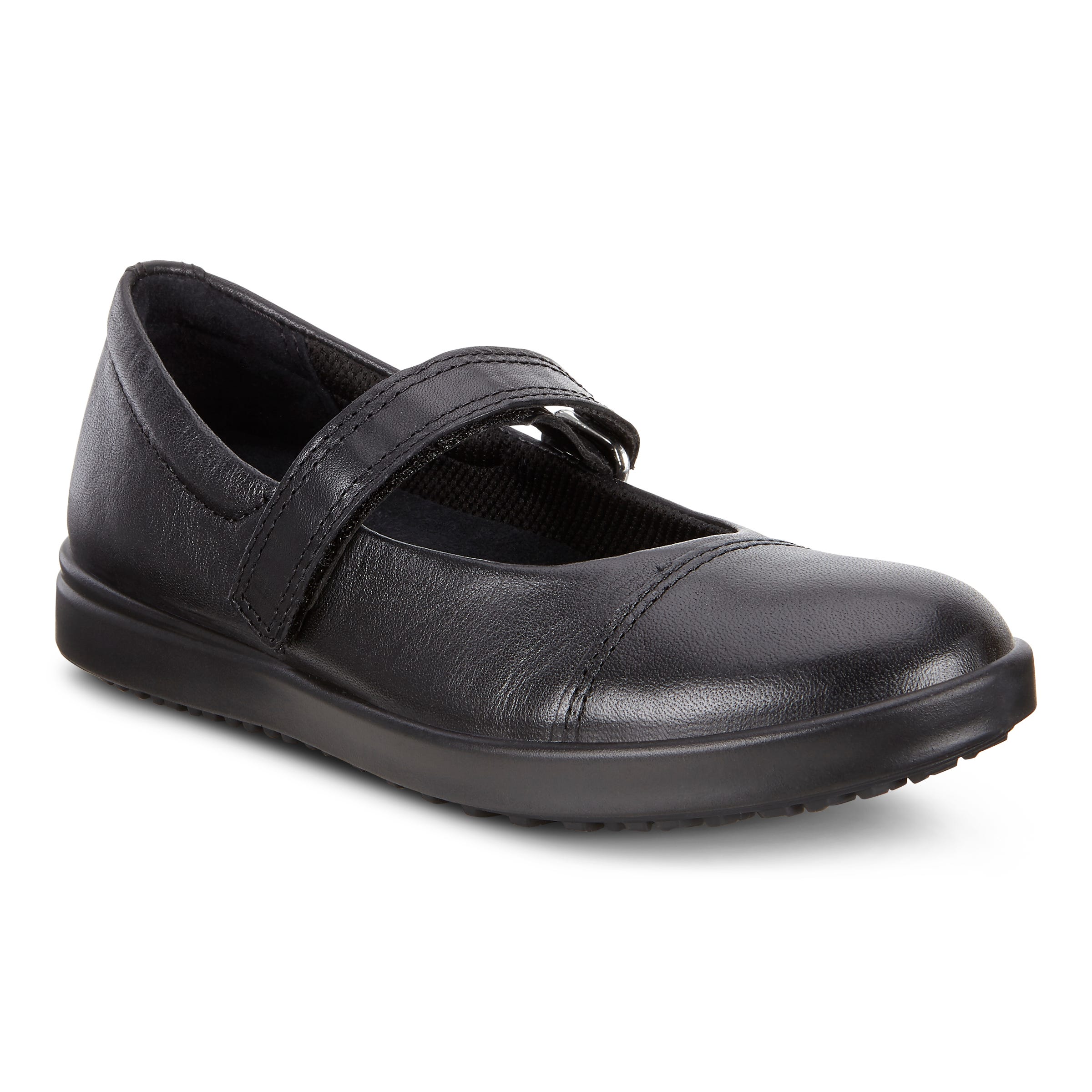 Kids' ECCO® Elli Leather Sneaker - Black - Main