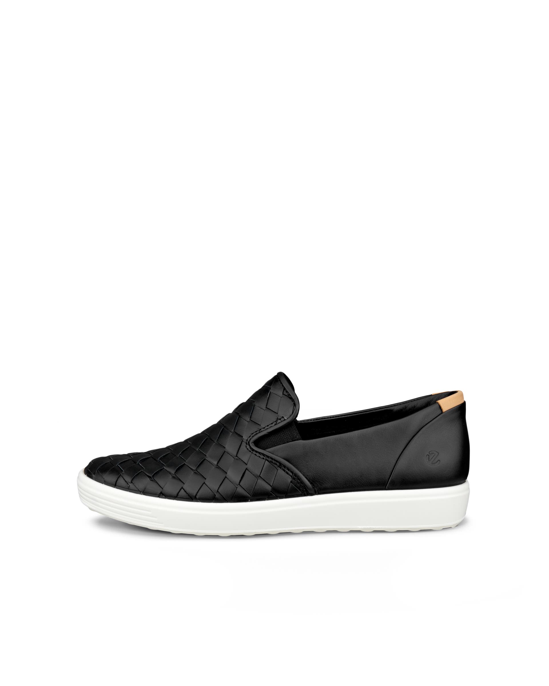 Women's ECCO® Soft 7 Woven Leather Slip-On - Black - Outside