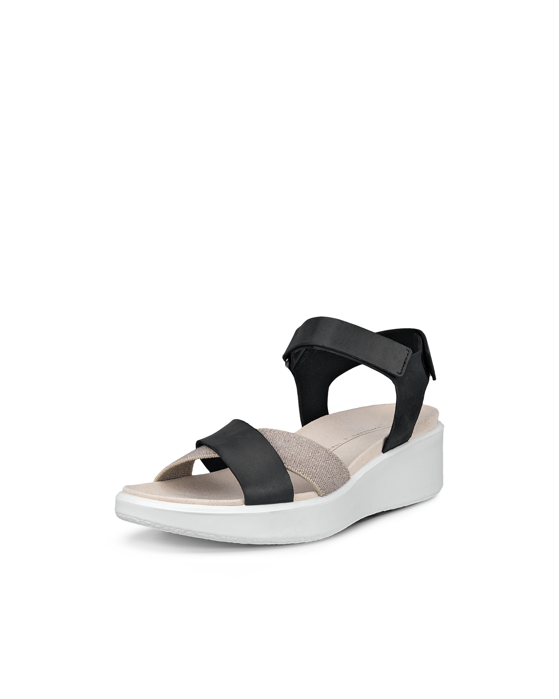 ECCO Flowt Wedge LX ウィメンズ レザーウェッジソールサンダル - ブラック - Main