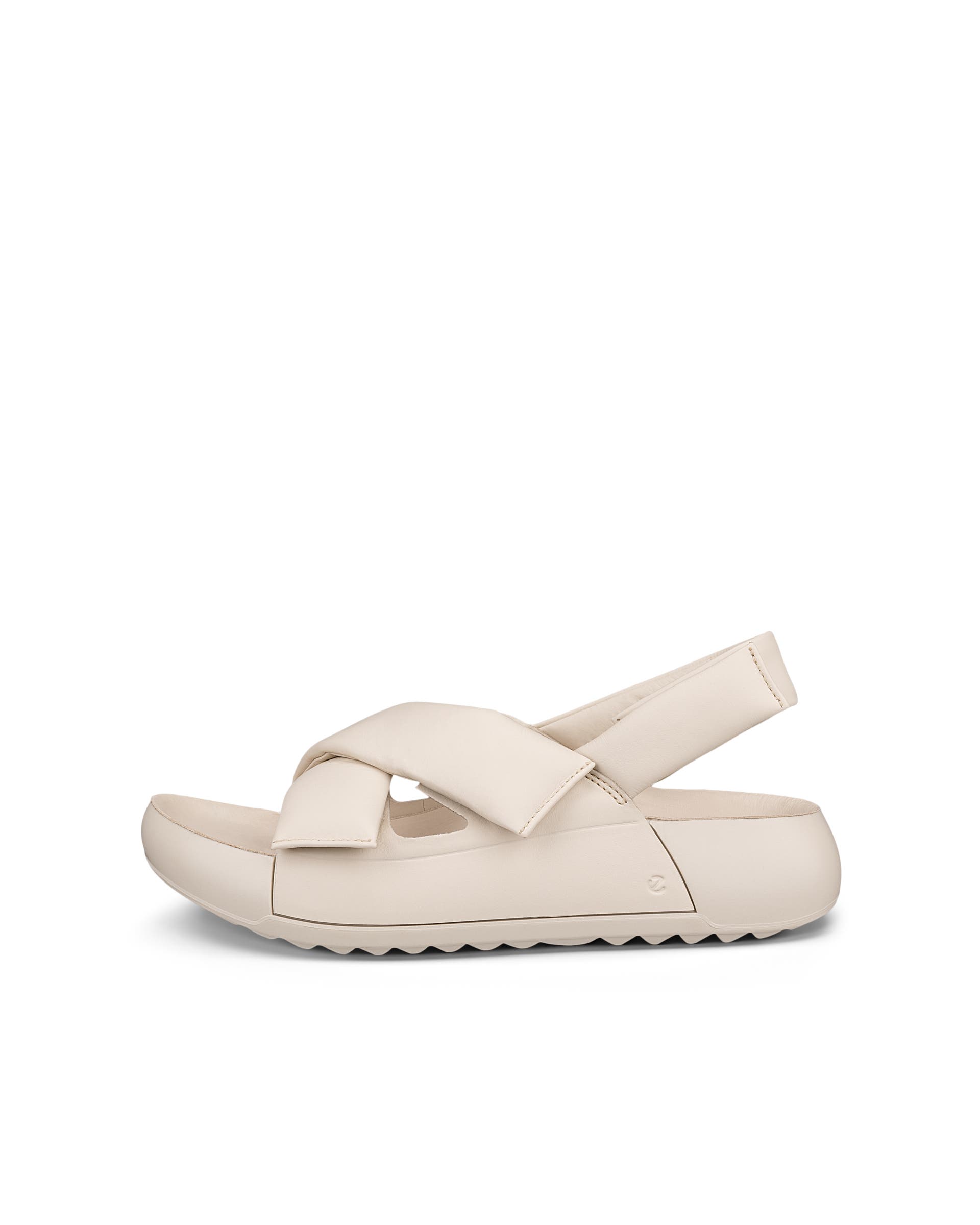 Women's ECCO® Cozmo Platform Leather Two Strap Sandal - Beige - Outside