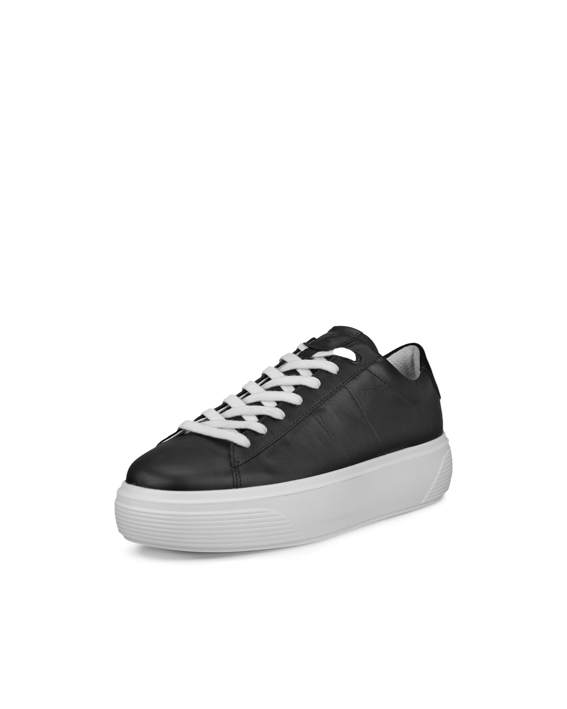 Women's ECCO® Street Platform Leather Sneaker - Black - Main