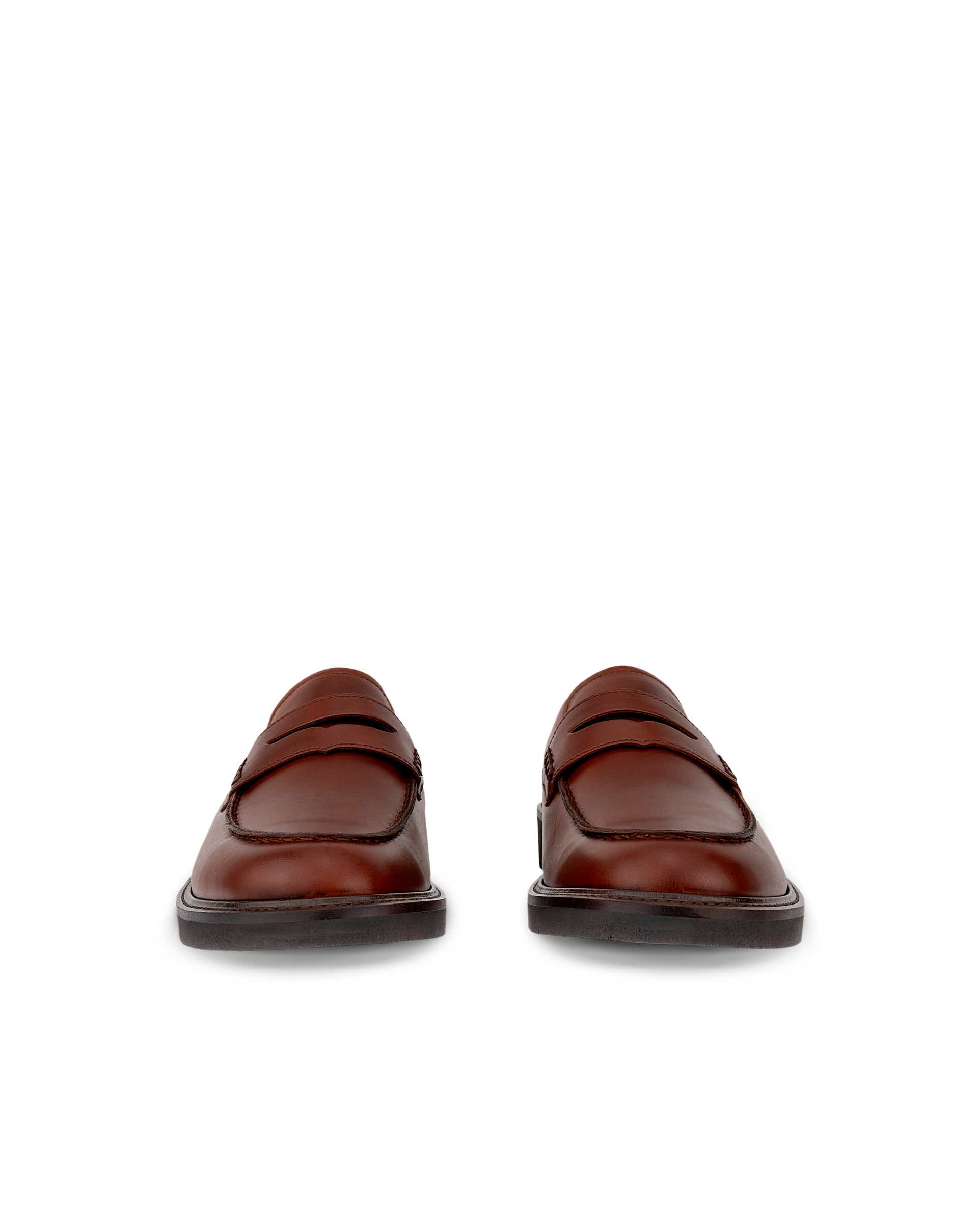 Men's ECCO® Metropole London Leather Moc-Toe Shoe - Brown - Front pair