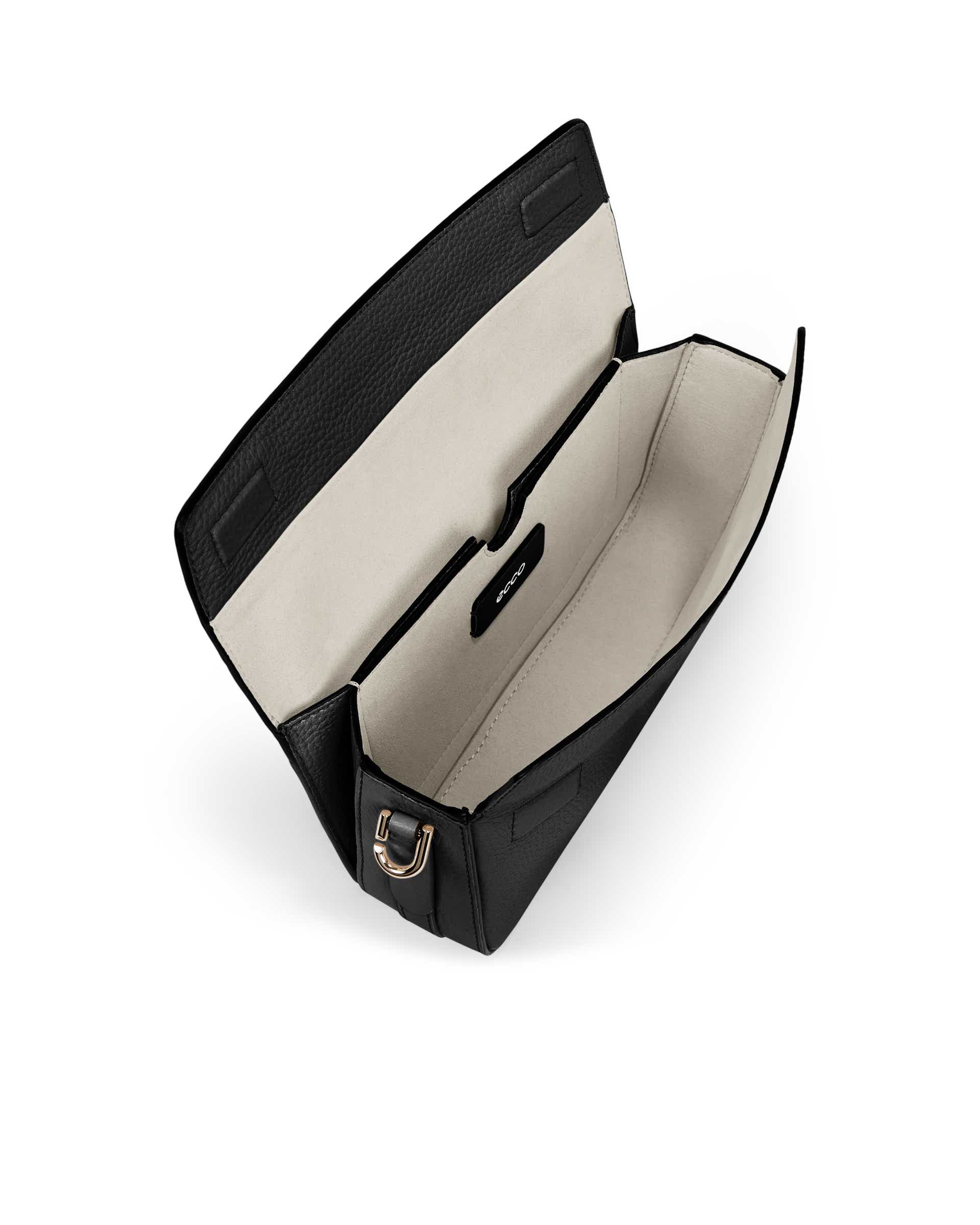 ECCO® Textureblock Leather Crossbody Bag - Black - Inside