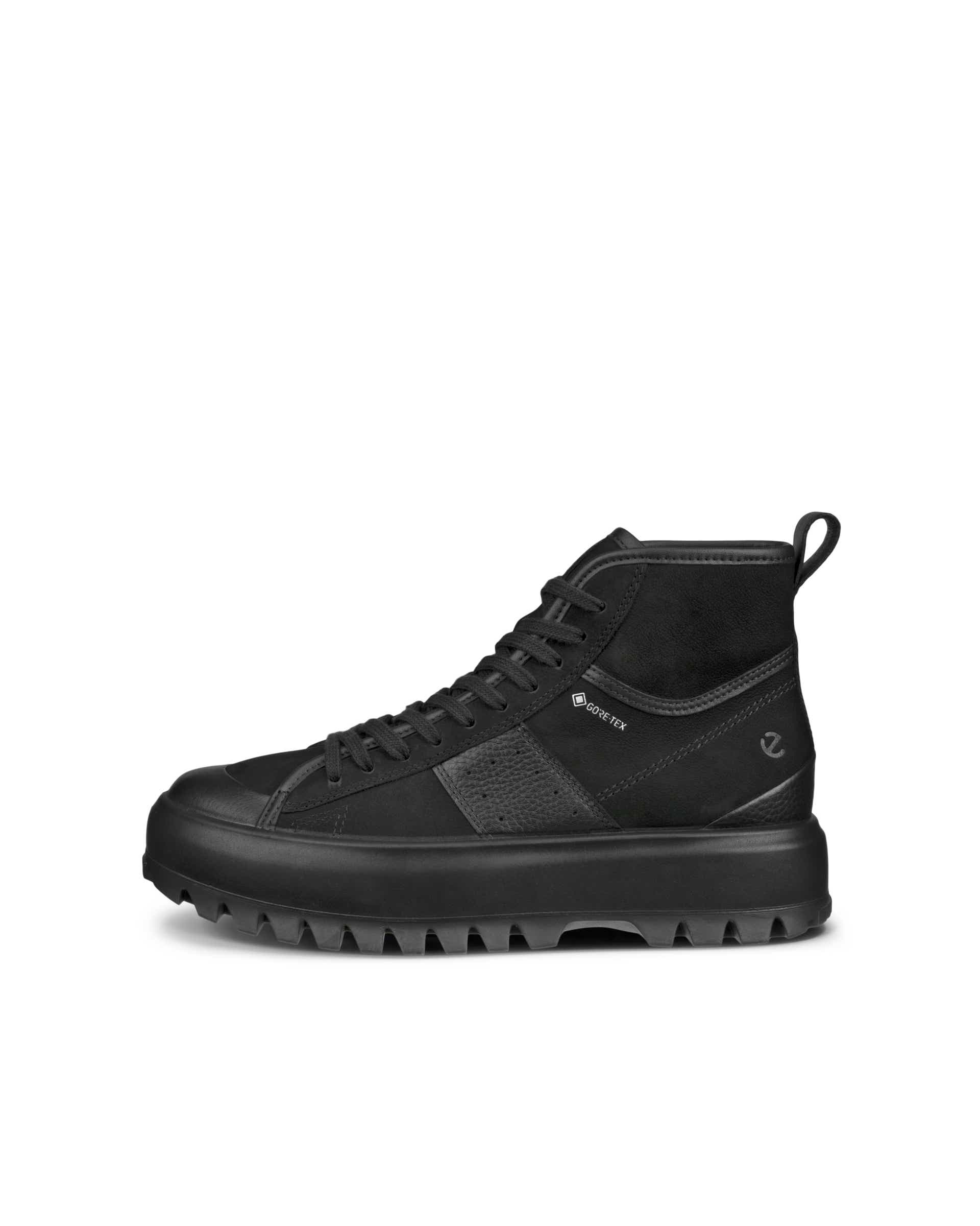 Women's ECCO® Street Ace Rugged Nubuck Gore-Tex High-Top Sneaker - Black - Outside