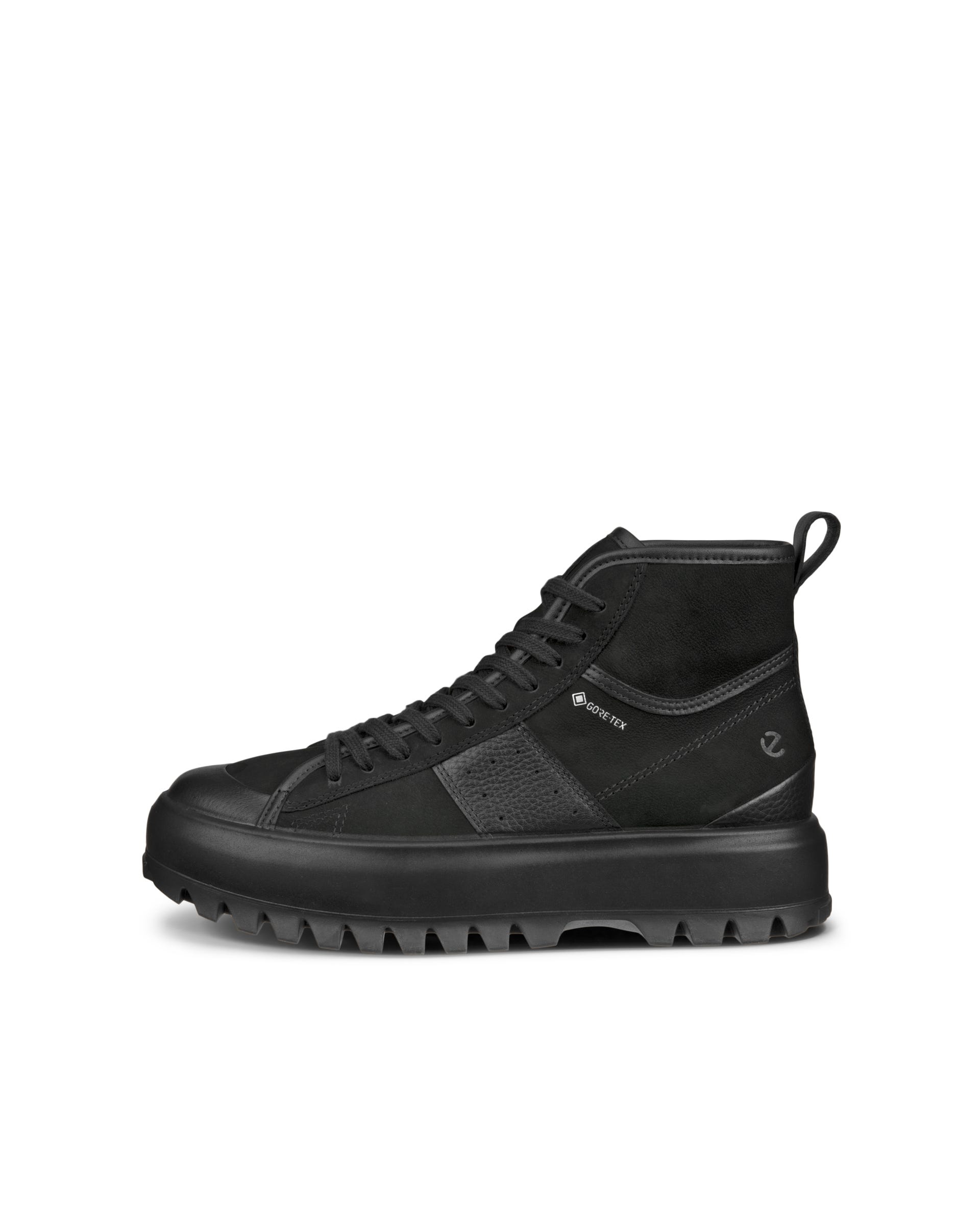 Women's ECCO® Street Ace Rugged Nubuck Gore-Tex High-Top Sneaker - Black - Outside