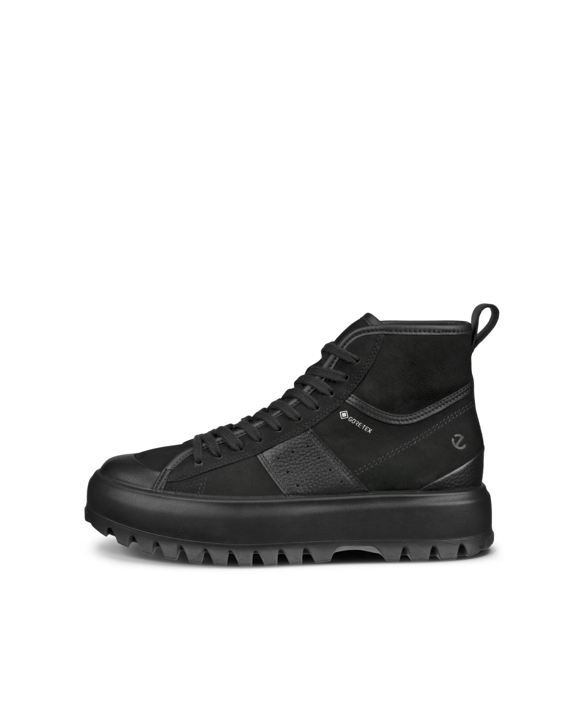Women's ECCO® Street Ace Rugged Nubuck Gore-Tex High-Top Sneaker - Black - Outside
