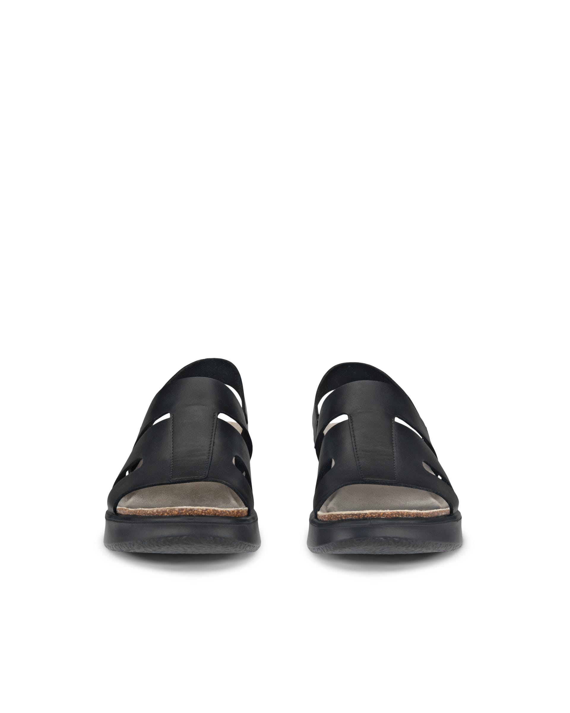 ECCO® Flowt Wedge Cork Skinnsandal med kilklack kork dam - Svart - Front pair