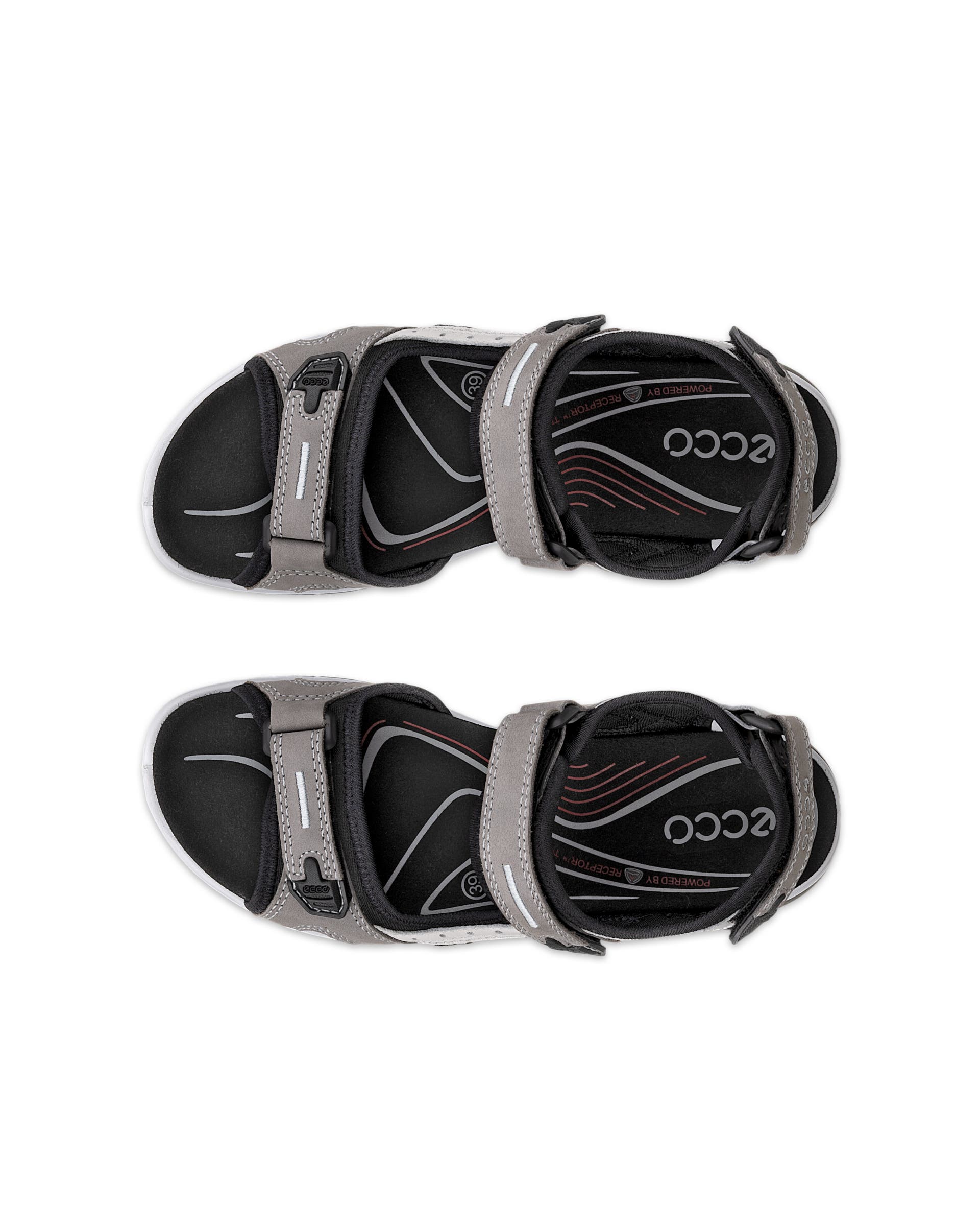 Women's ECCO® Offroad Yucatan Nubuck Walking Sandal - Grey - Top left pair