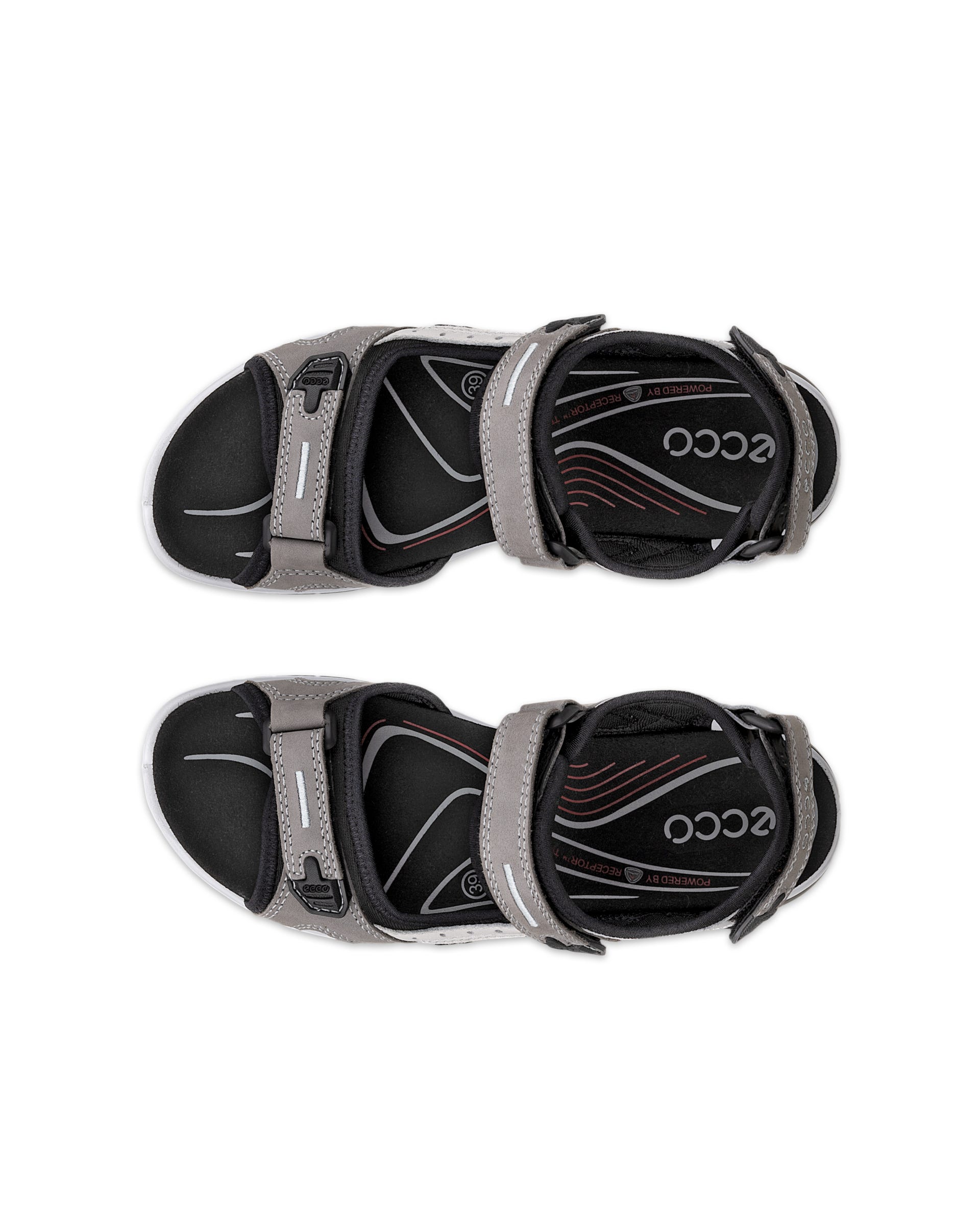 Women's ECCO® Offroad Yucatan Nubuck Walking Sandal - Grey - Top left pair