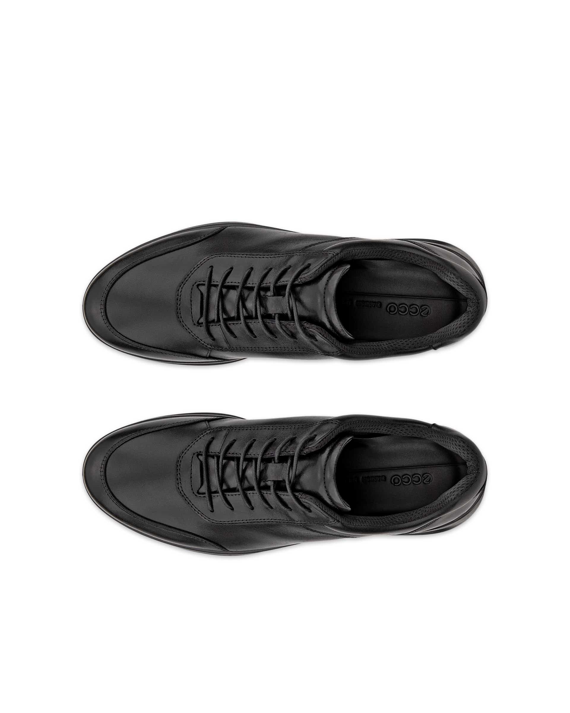 Men's ECCO® Aquet Leather Shoe - Black - Top left pair