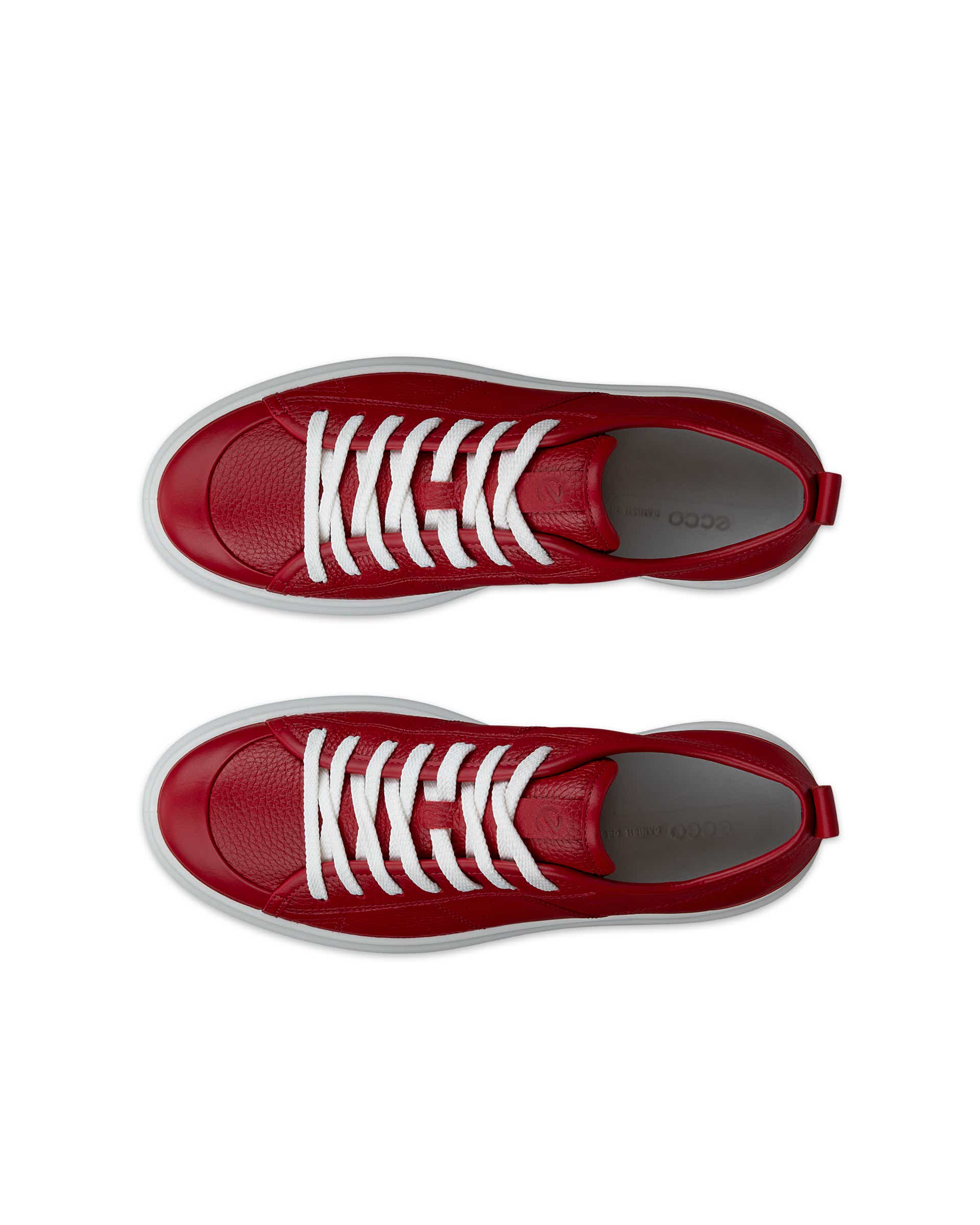 Women's ECCO® Street Ace Leather Sneaker - Red - Top left pair