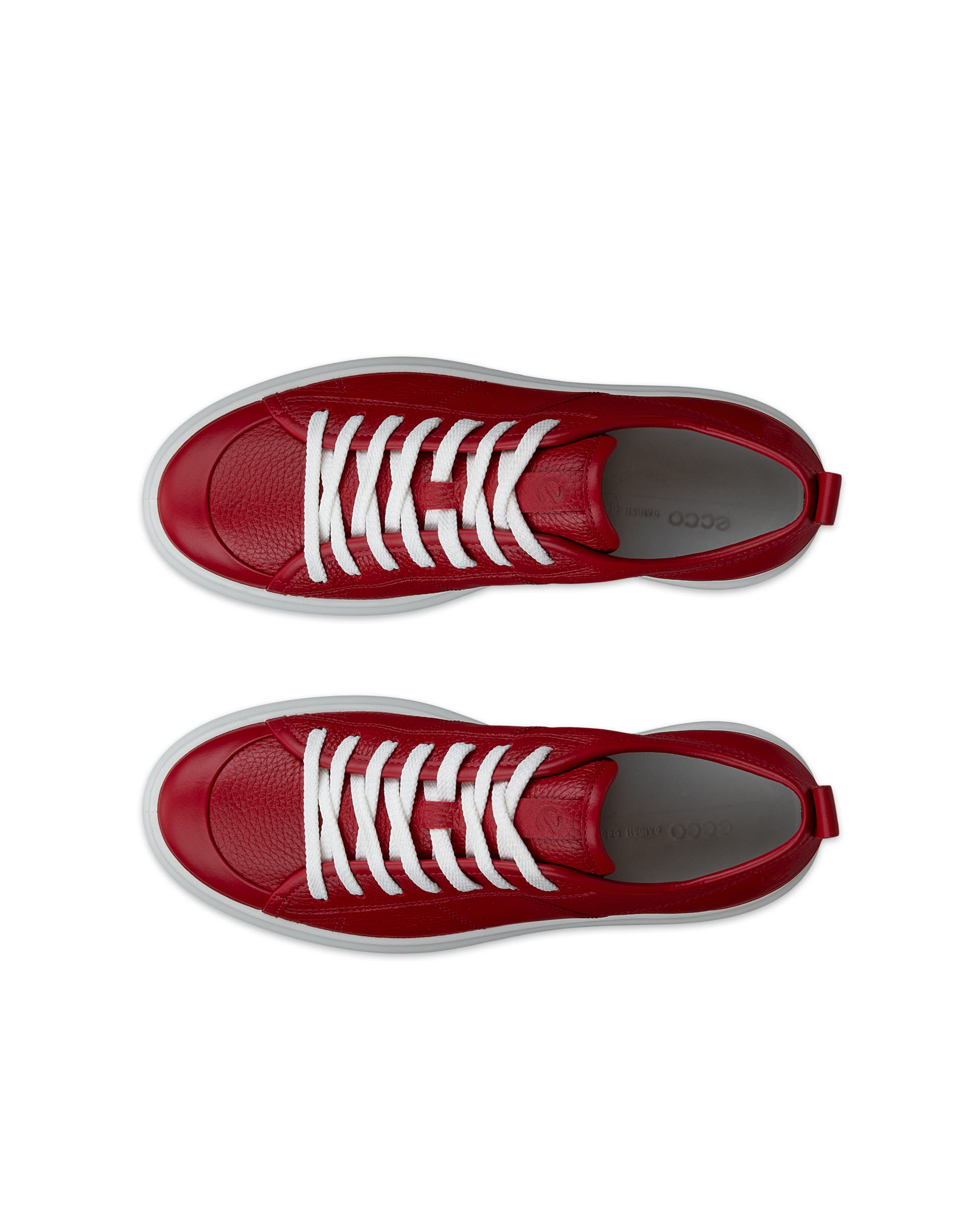 Women's ECCO® Street Ace Leather Sneaker - Red - Top left pair