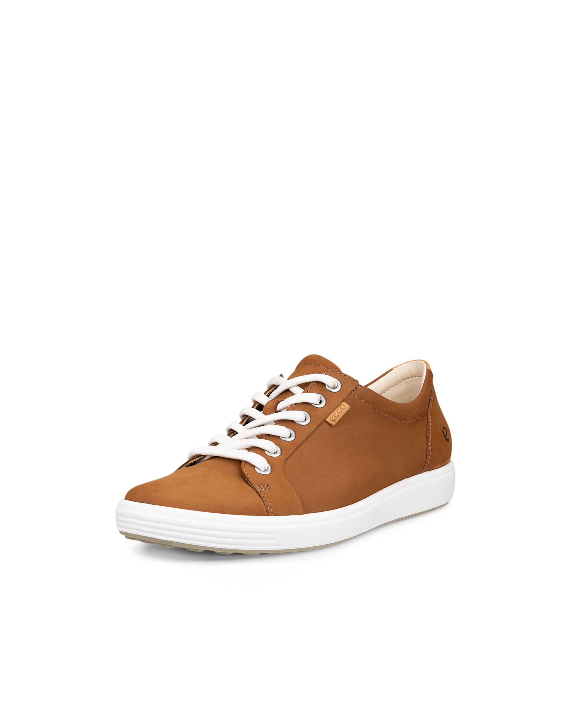 Women's ECCO® Soft 7 Nubuck Lace-Up Sneaker - Brown - Main