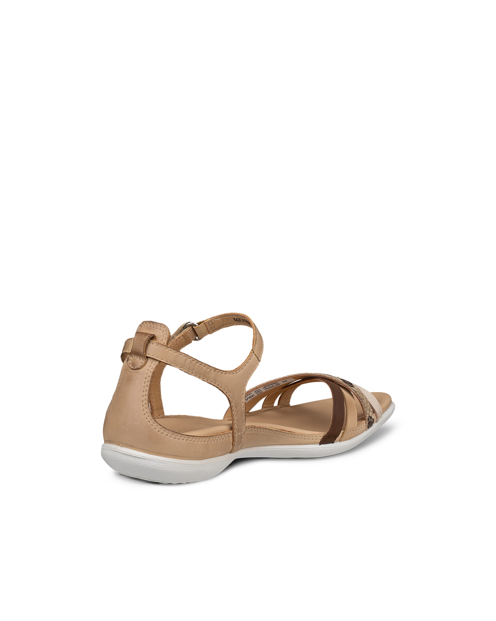 Women's ECCO® Flash Leather Flat Sandal - Beige - Back