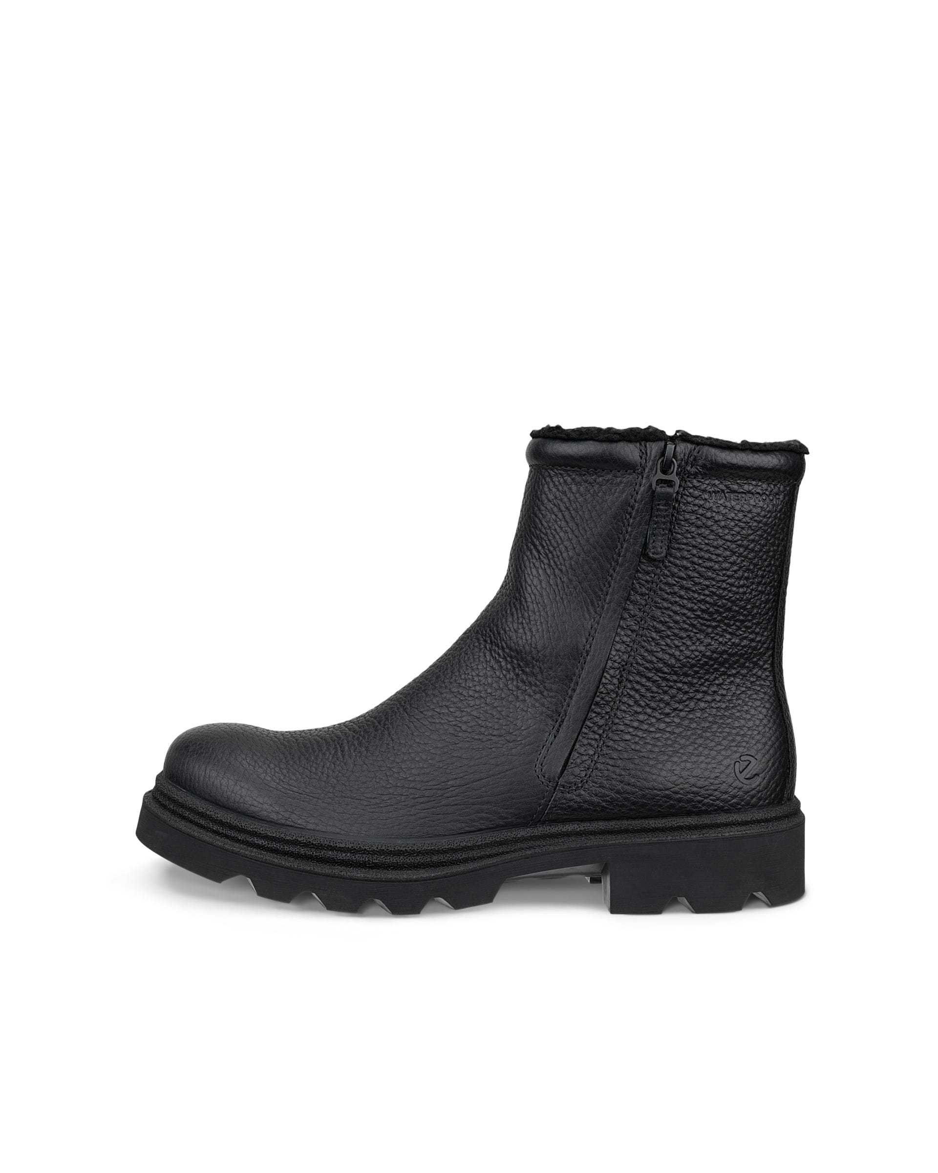Men's ECCO® Grainer Leather Waterproof Boot - Black - Outside