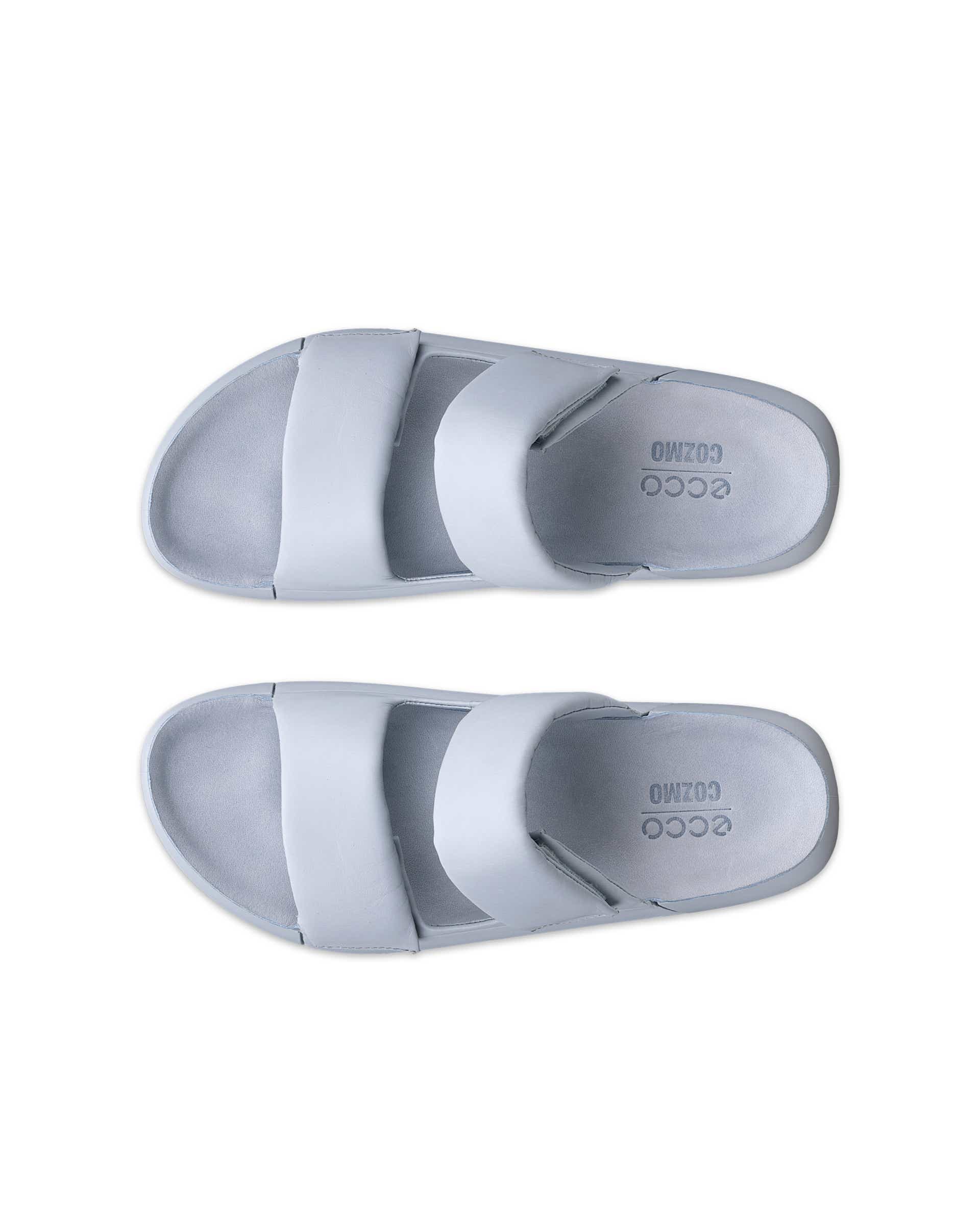 Women's ECCO® Cozmo PF Leather Two Strap Sandal - Blue - Top left pair