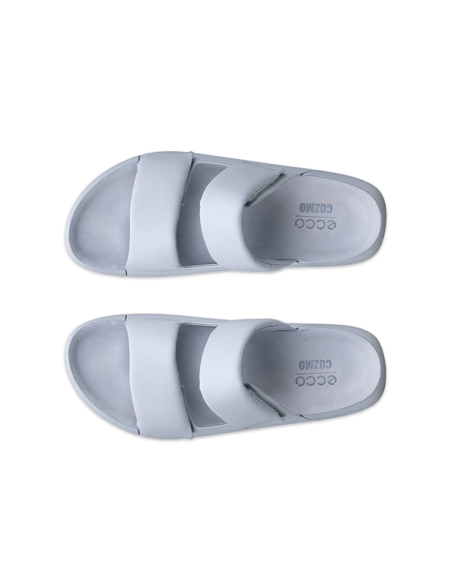 Women's ECCO® Cozmo PF Leather Two Strap Sandal - Blue - Top left pair