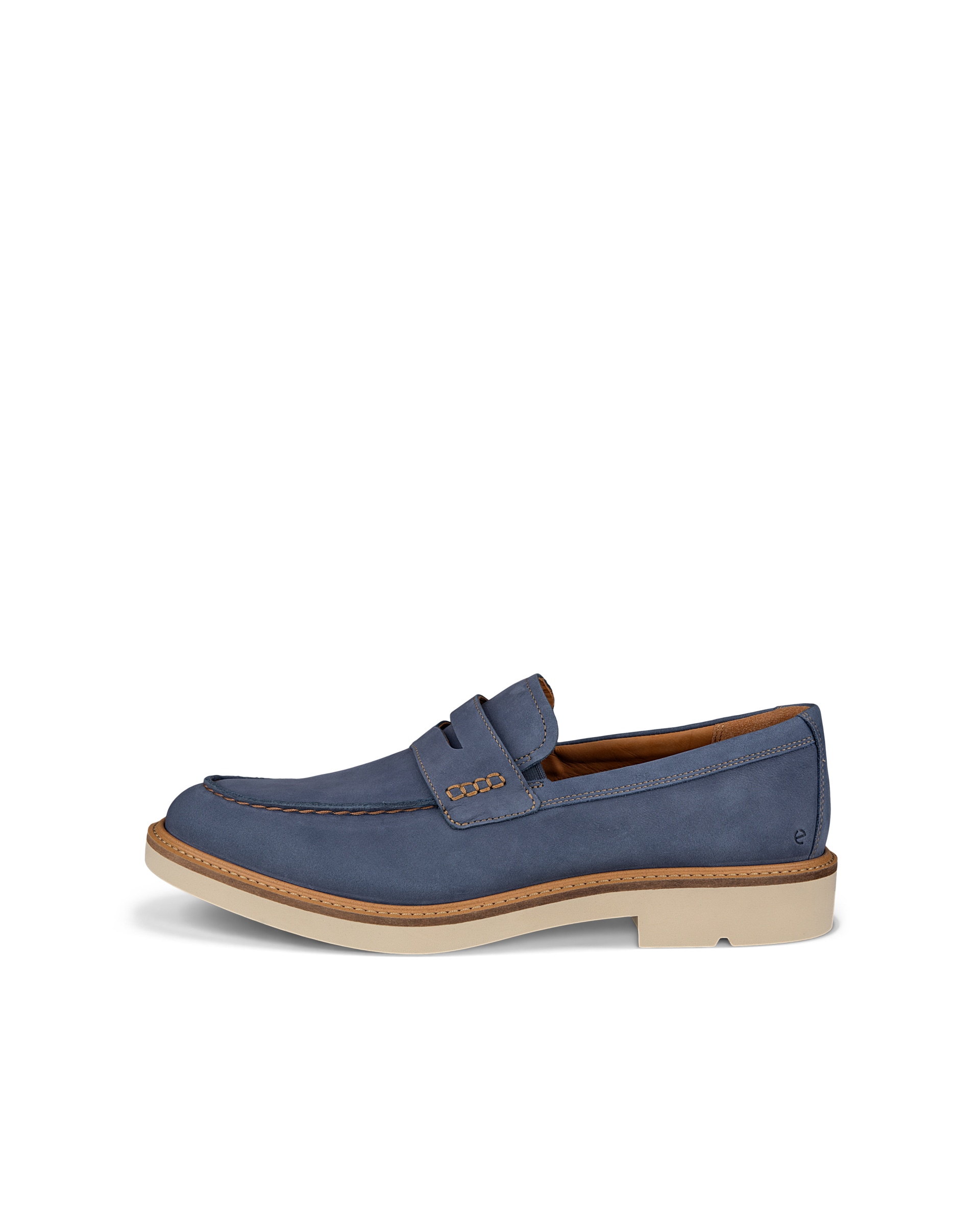 Men's ECCOยฎ Metropole London Nubuck Moc-Toe Shoe - Blue - Outside