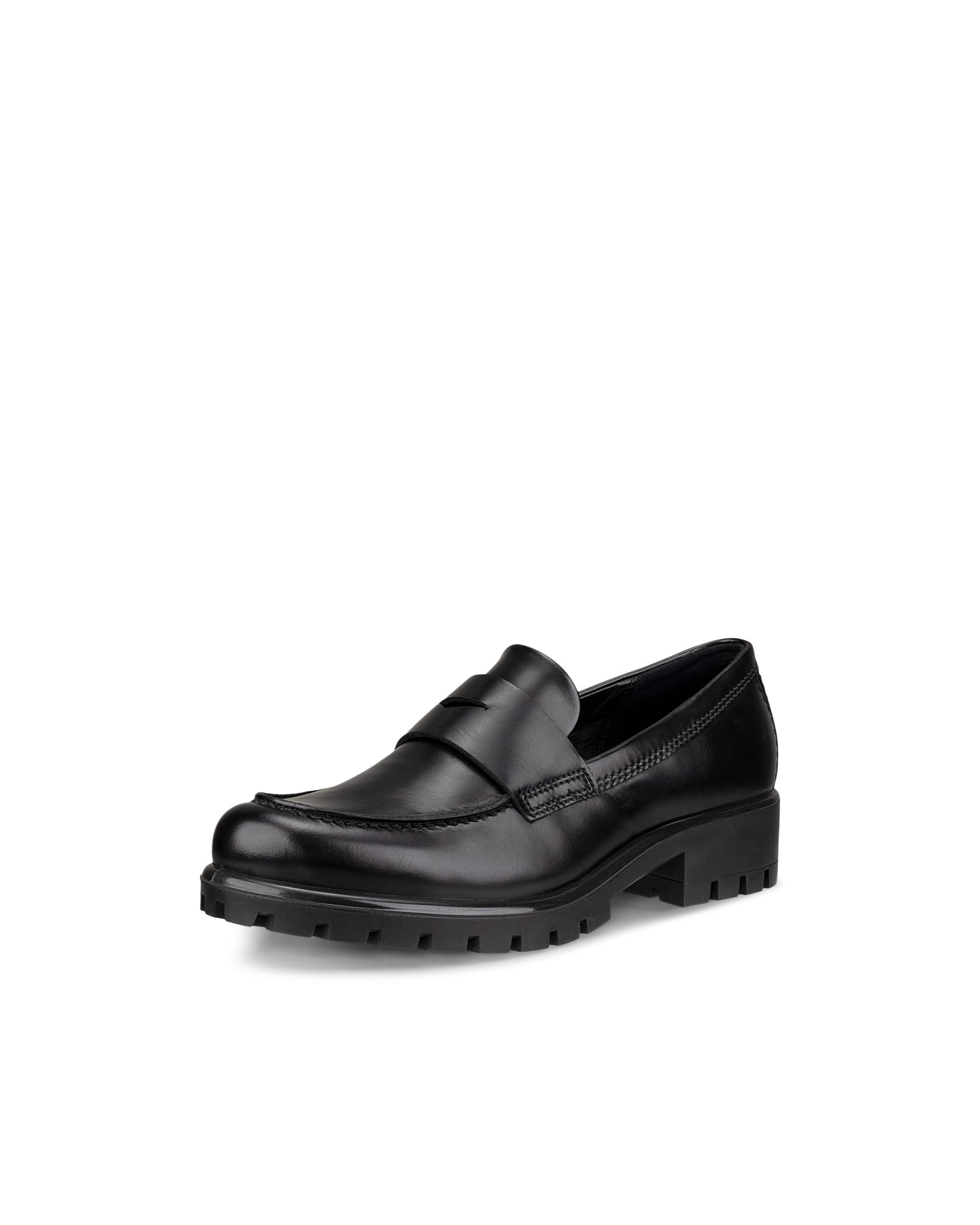 Women's ECCO® Modtray Leather Loafer - Black - Main