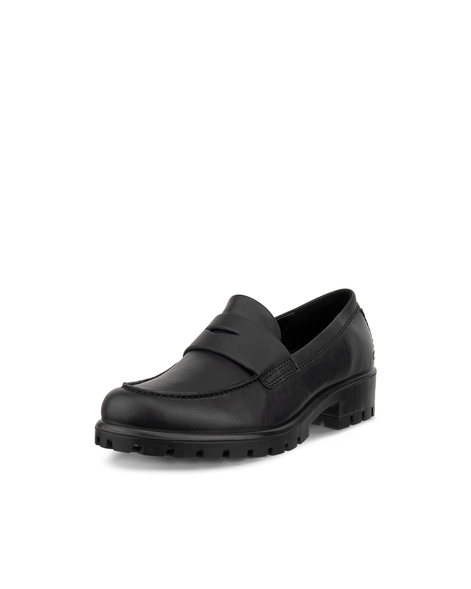 Women's ECCO® Modtray Leather Loafer - Black - Main