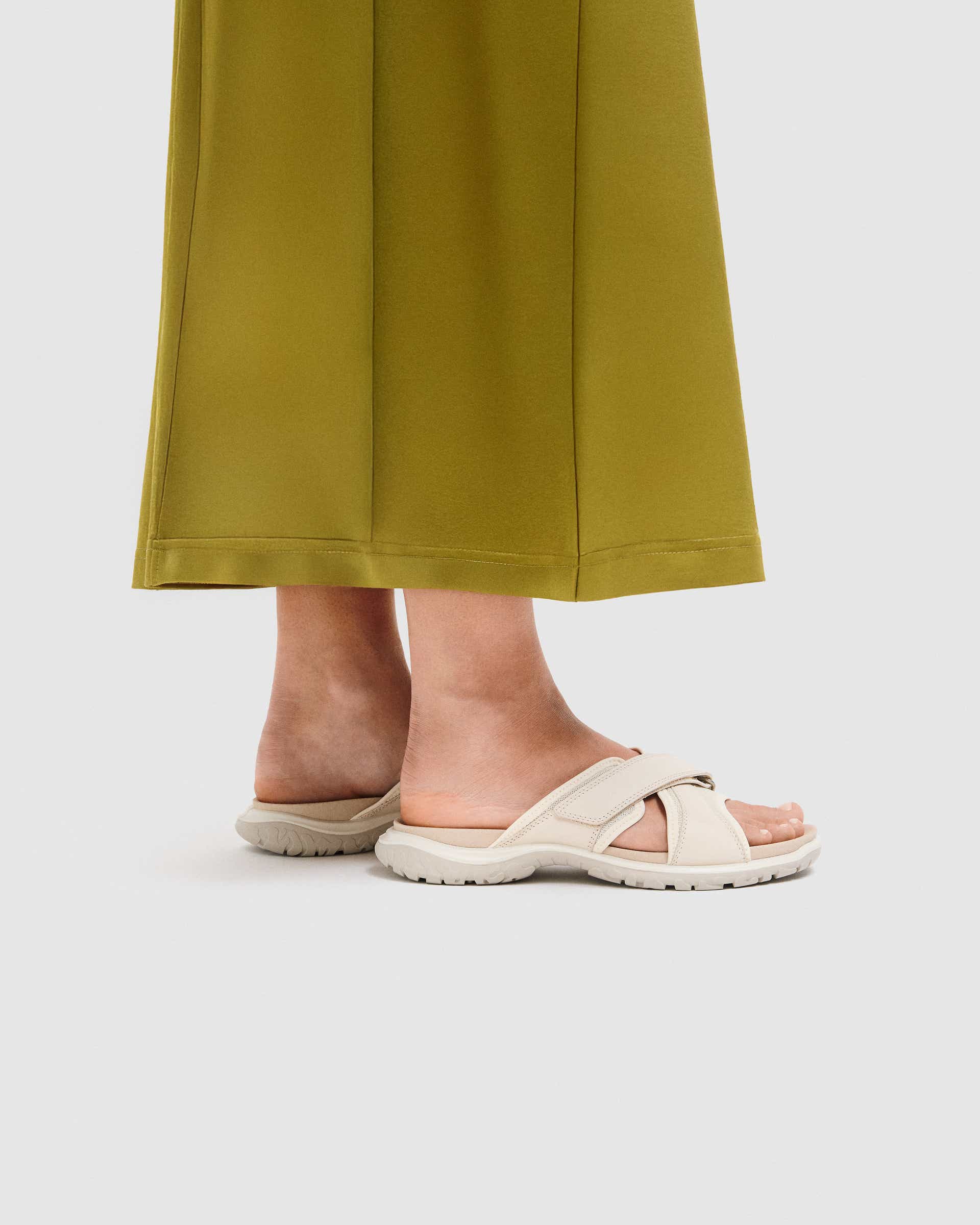 Women's ECCO® Offroad Roam Leather Slide Sandal - Beige - Lifestyle image-1