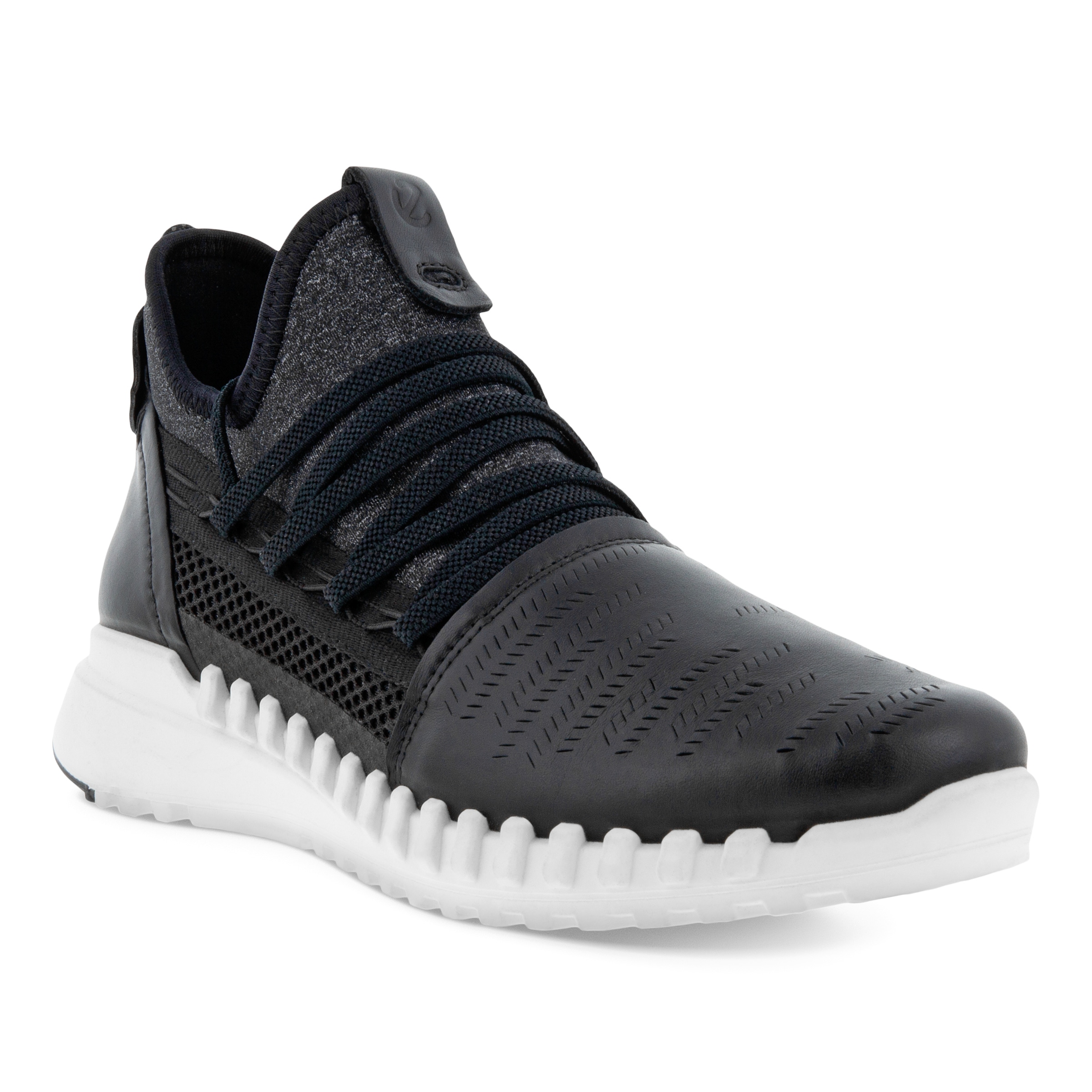 Women's ECCO® Zipflex Leather Sneaker | Black