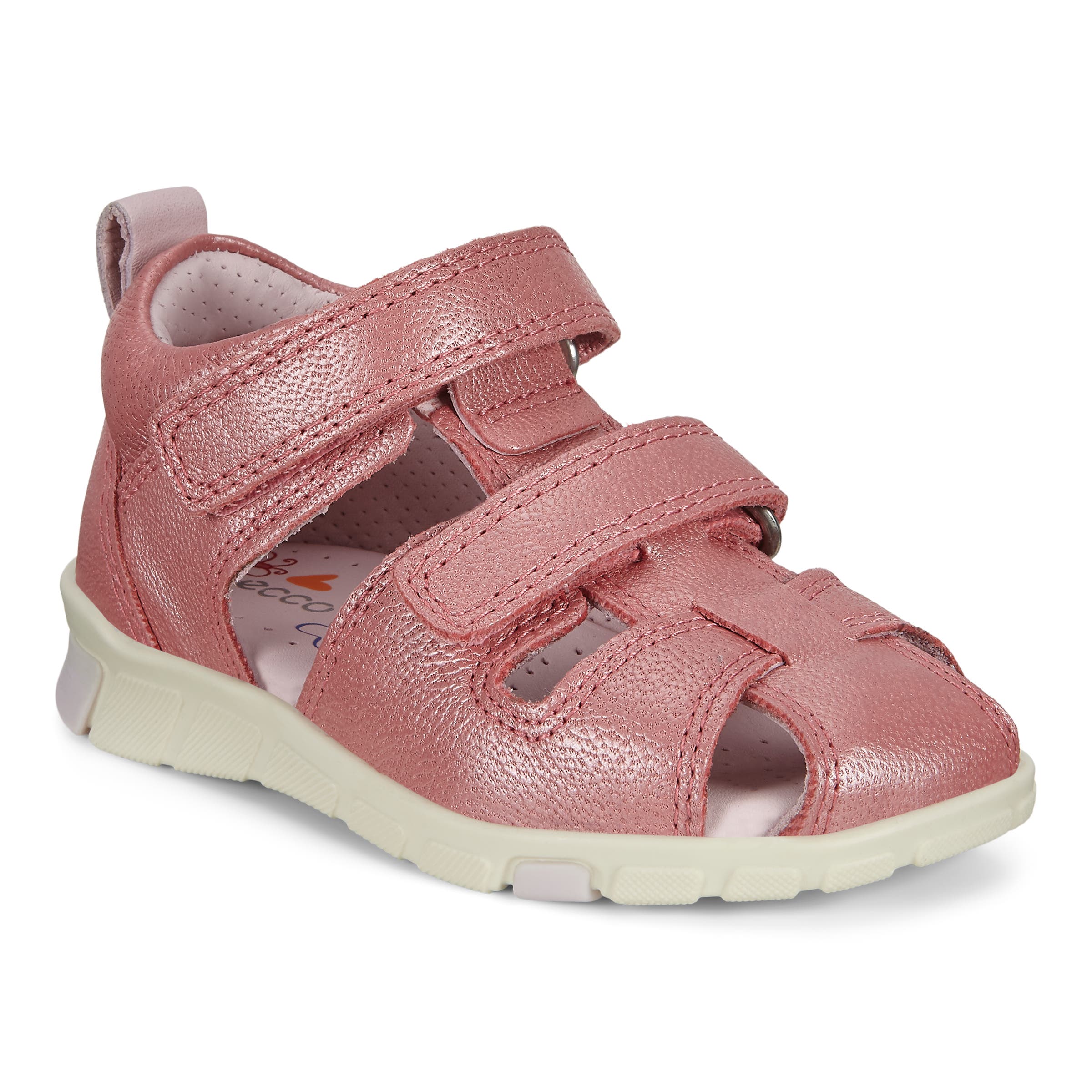 Kids' ECCO® Mini Stride Leather Fisherman Sandal - Pink - Main