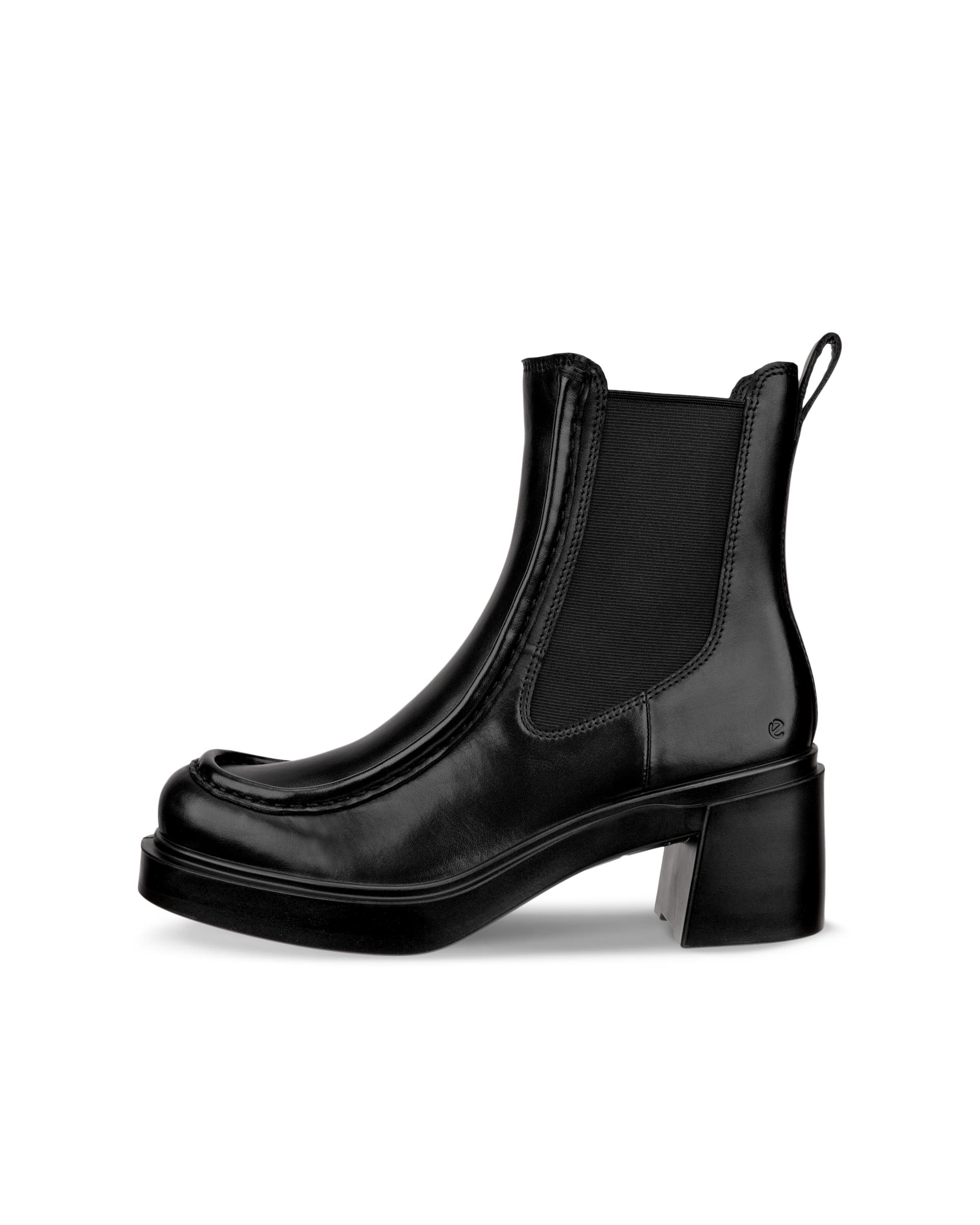 美品 ecco エコー サイドジップ レザーショートブーツ 37 24.5 黒 ECCO 大人カジュアル NOUVELLE ショートブーツ しなやか上質
