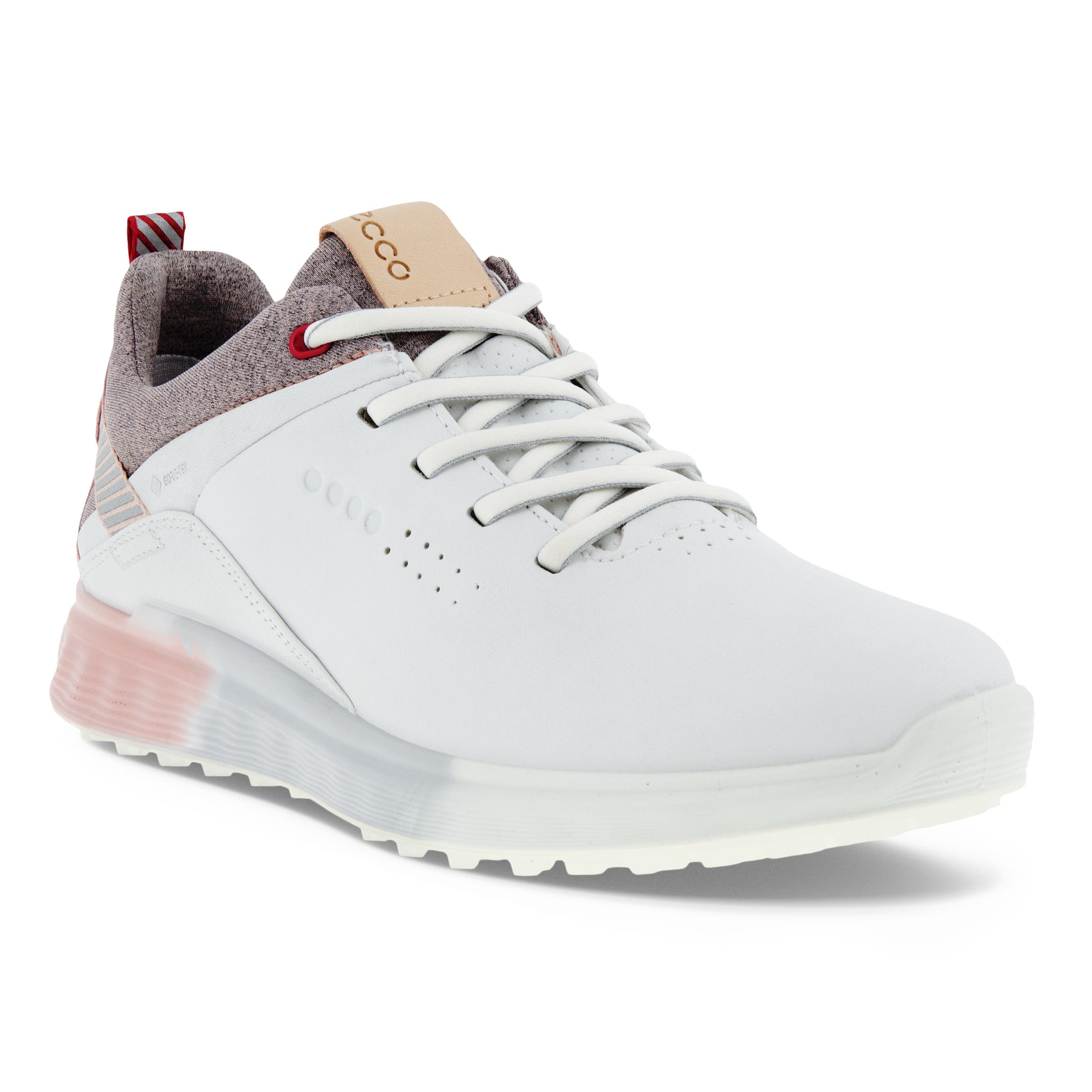 Ladies ECCO® Golf S-Three Leather Gore-Tex Shoe - White - Main