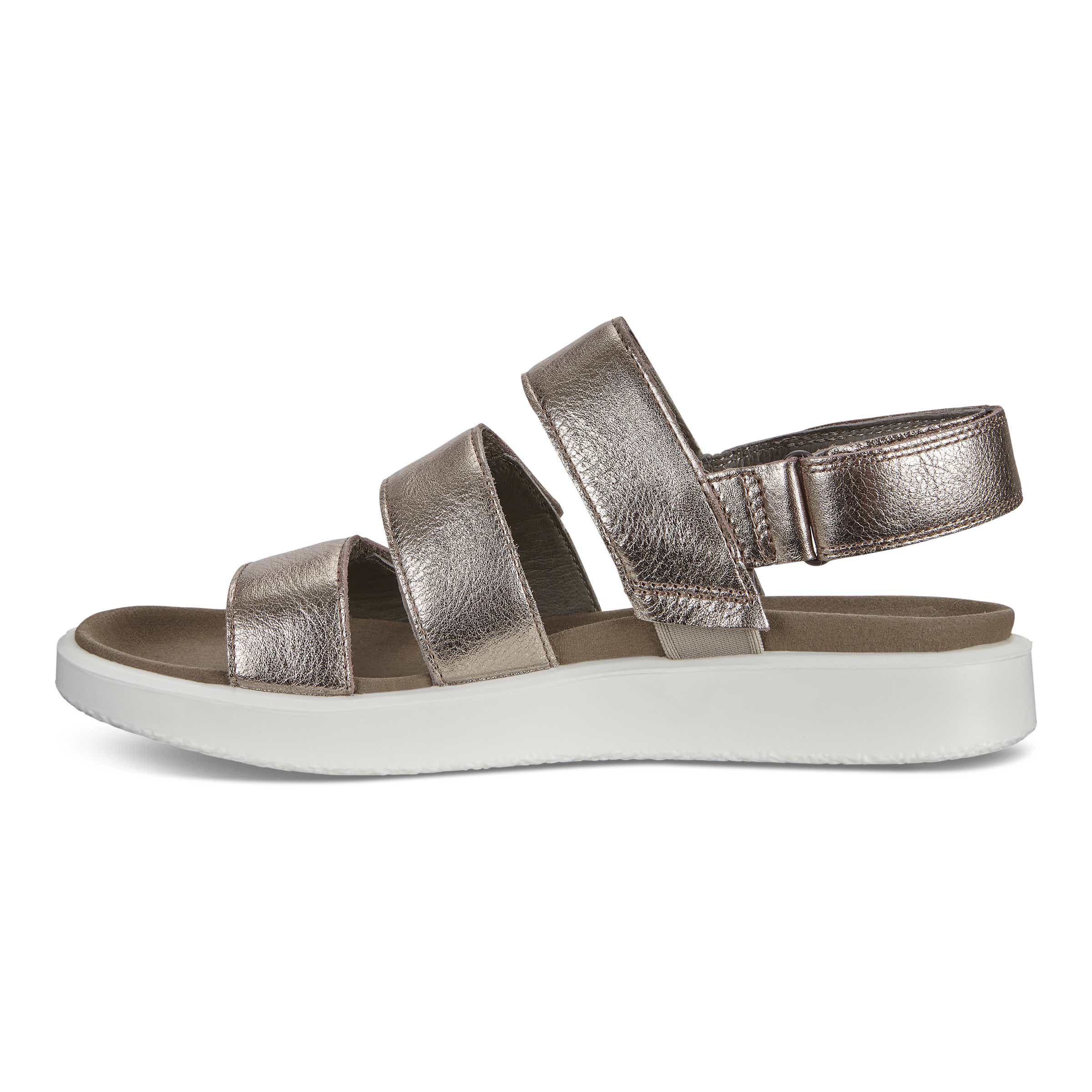 Women's ECCO® Flowt Leather Flat Sandal - Grey - Inside