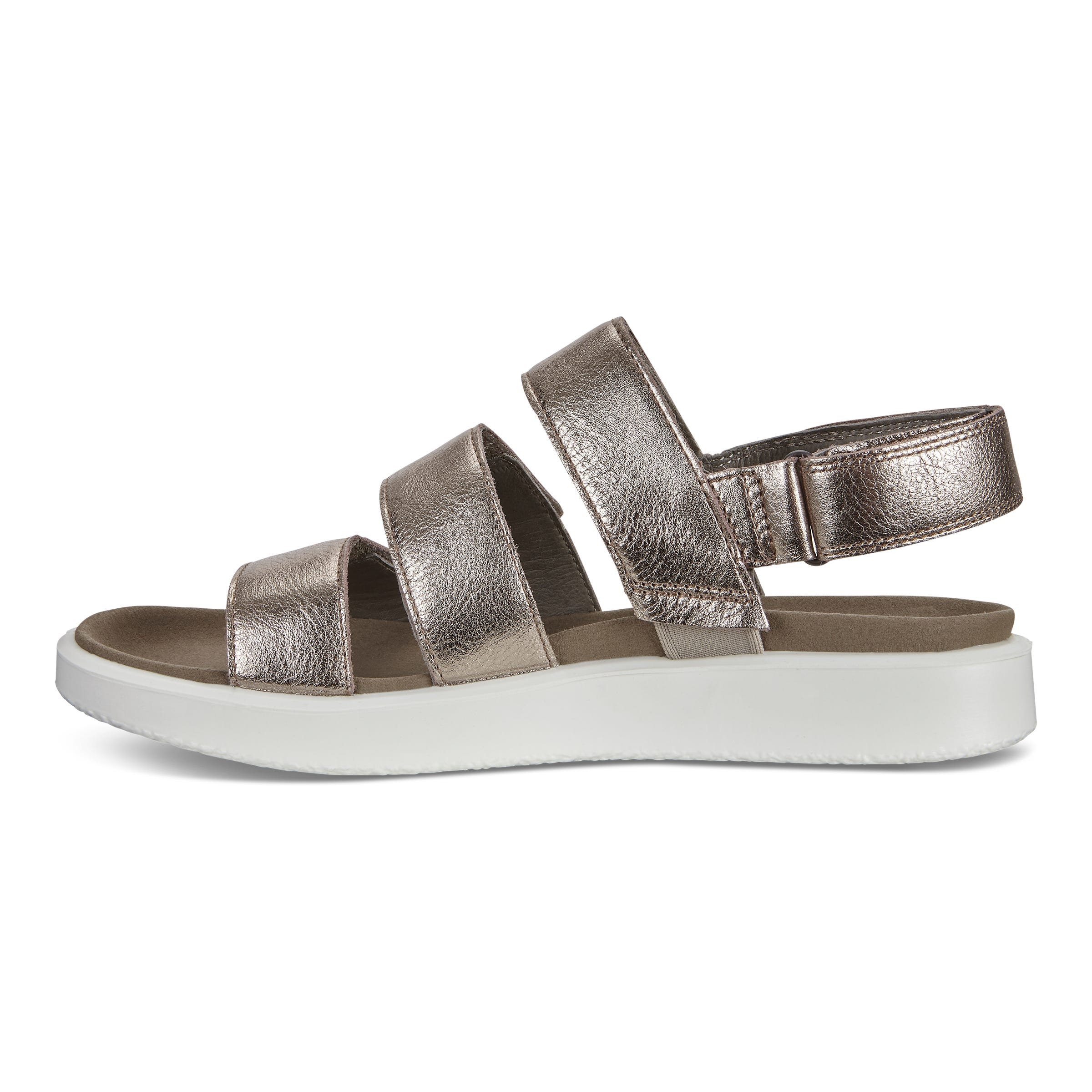 Women's ECCO® Flowt Leather Flat Sandal - Grey - Inside