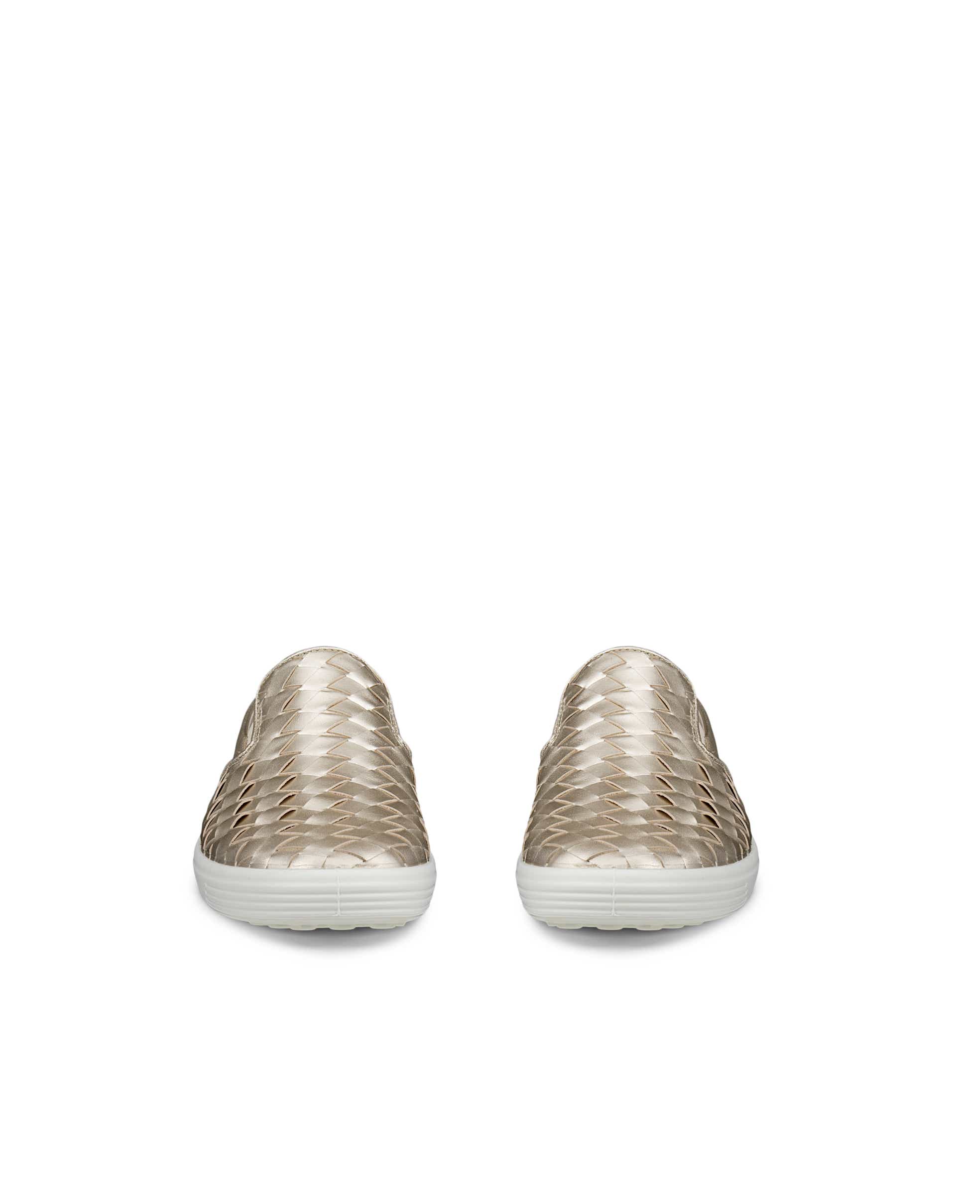 Women's ECCO® Soft 7 Woven Leather Slip-On - Metallics - Front pair