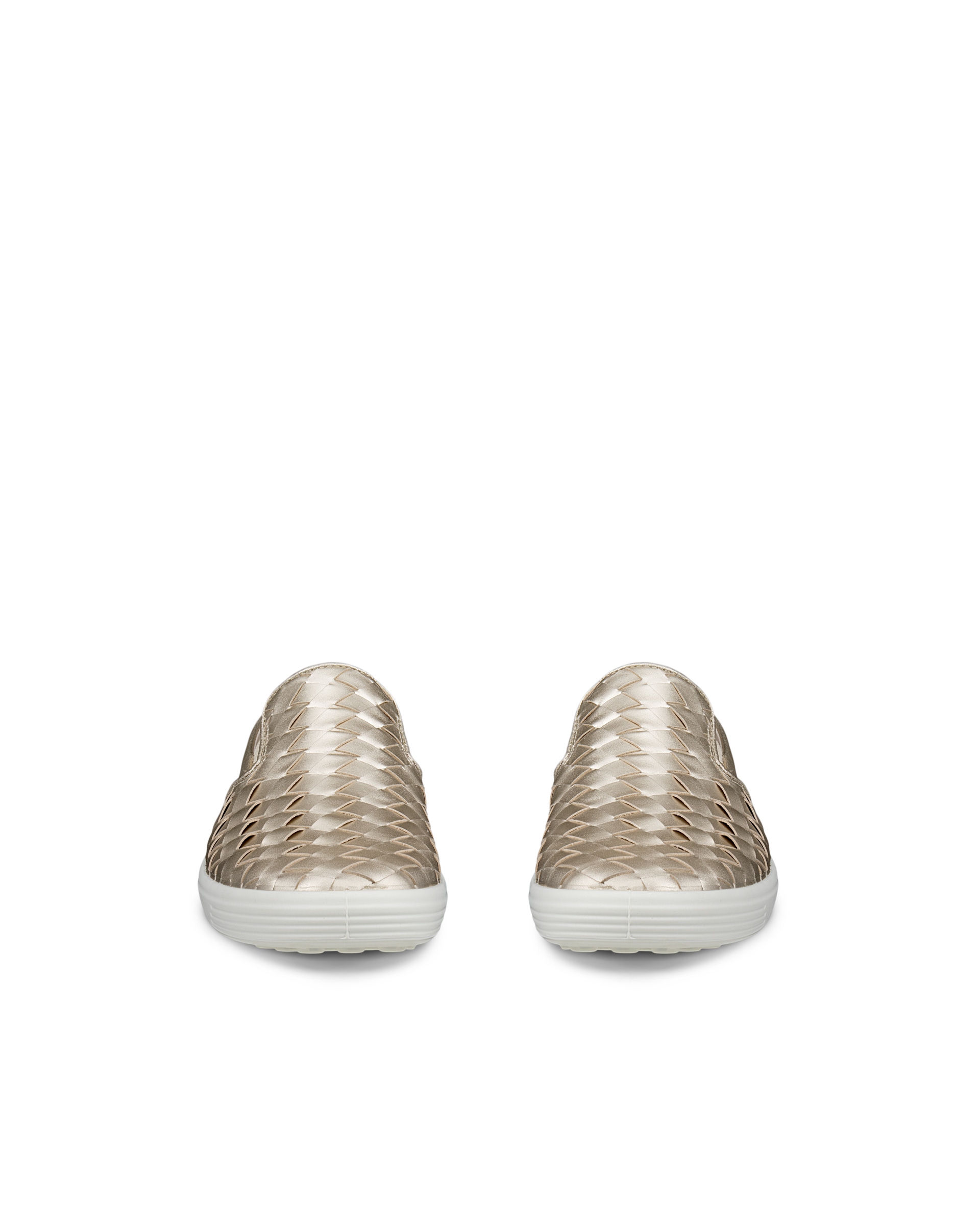 Women's ECCO® Soft 7 Woven Leather Slip-On - Metallics - Front pair