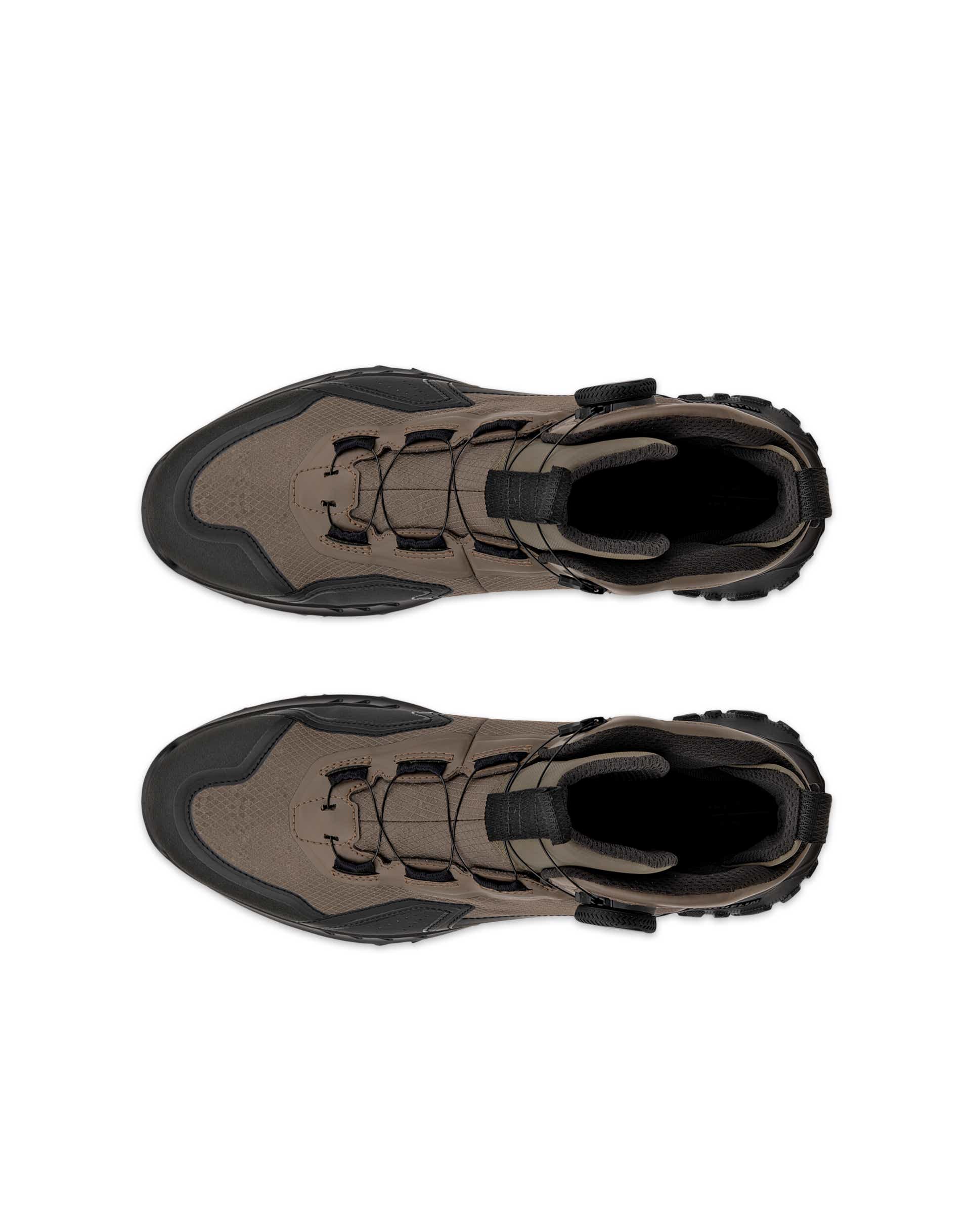 Men's ECCO® ULT-TRN Textile Waterproof Mid-Cut Boa Sneaker Boot - Brown - Top left pair