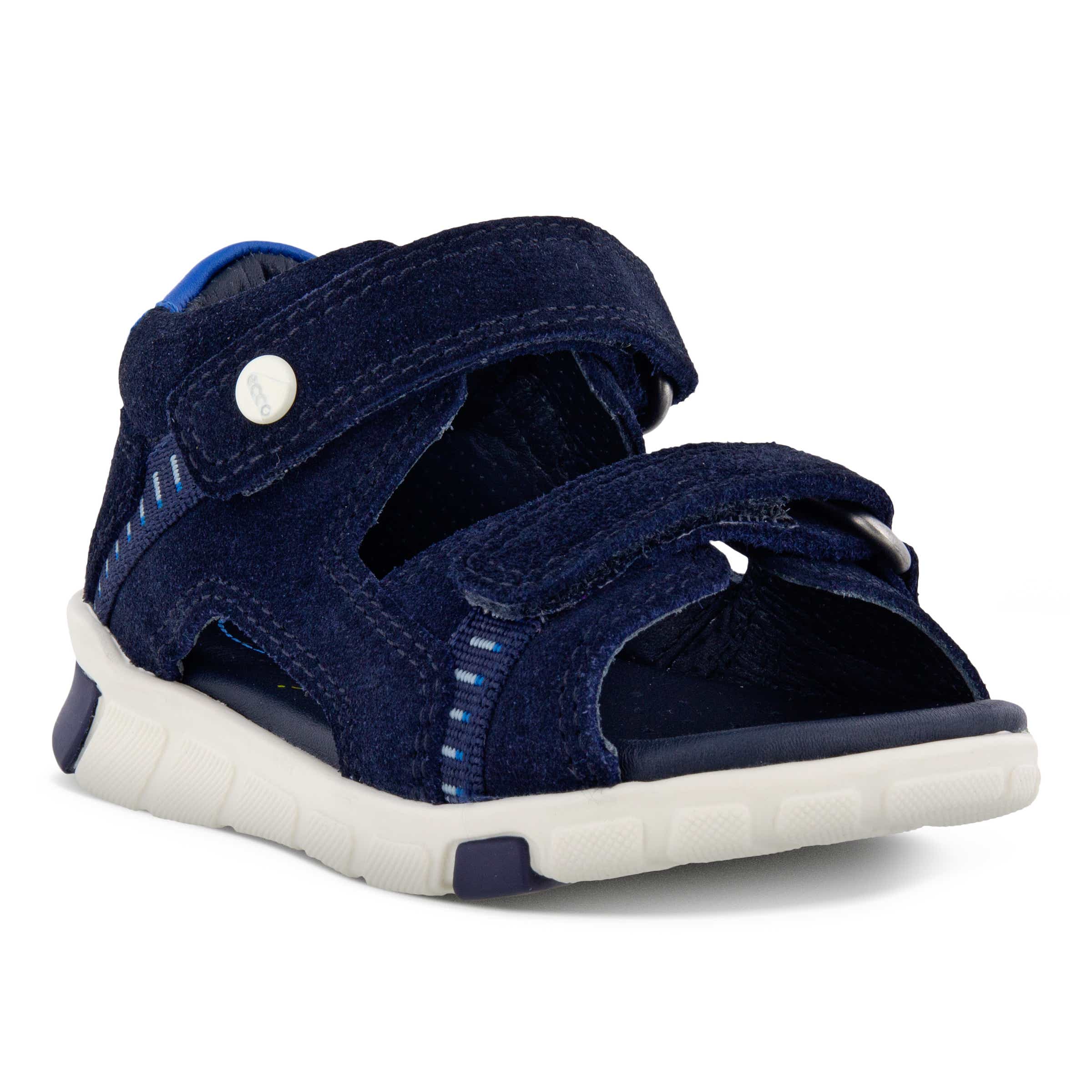 Kids' ECCO® Mini Stride Suede Fisherman Sandal - Blue - Main