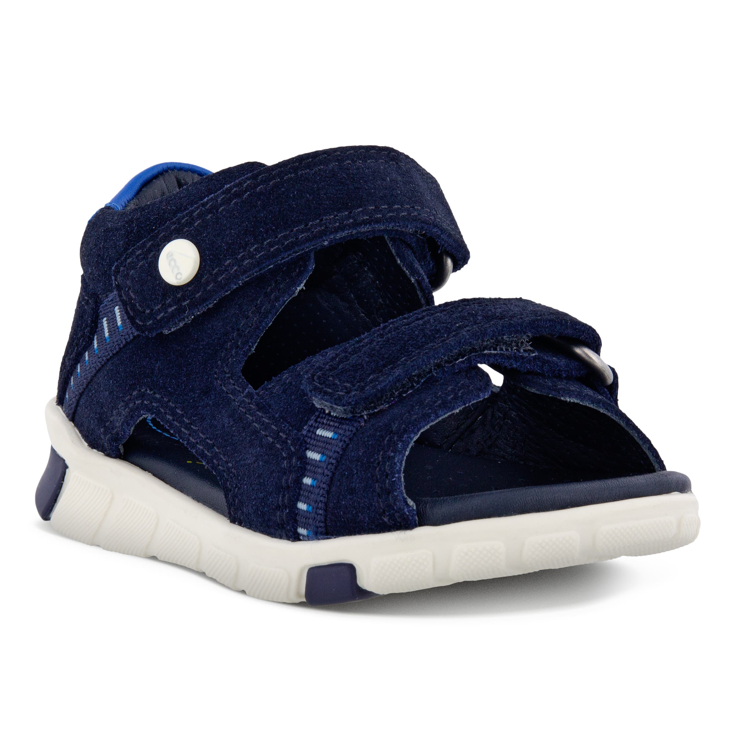 Kids' ECCO® Mini Stride Suede Fisherman Sandal - Blue - Main