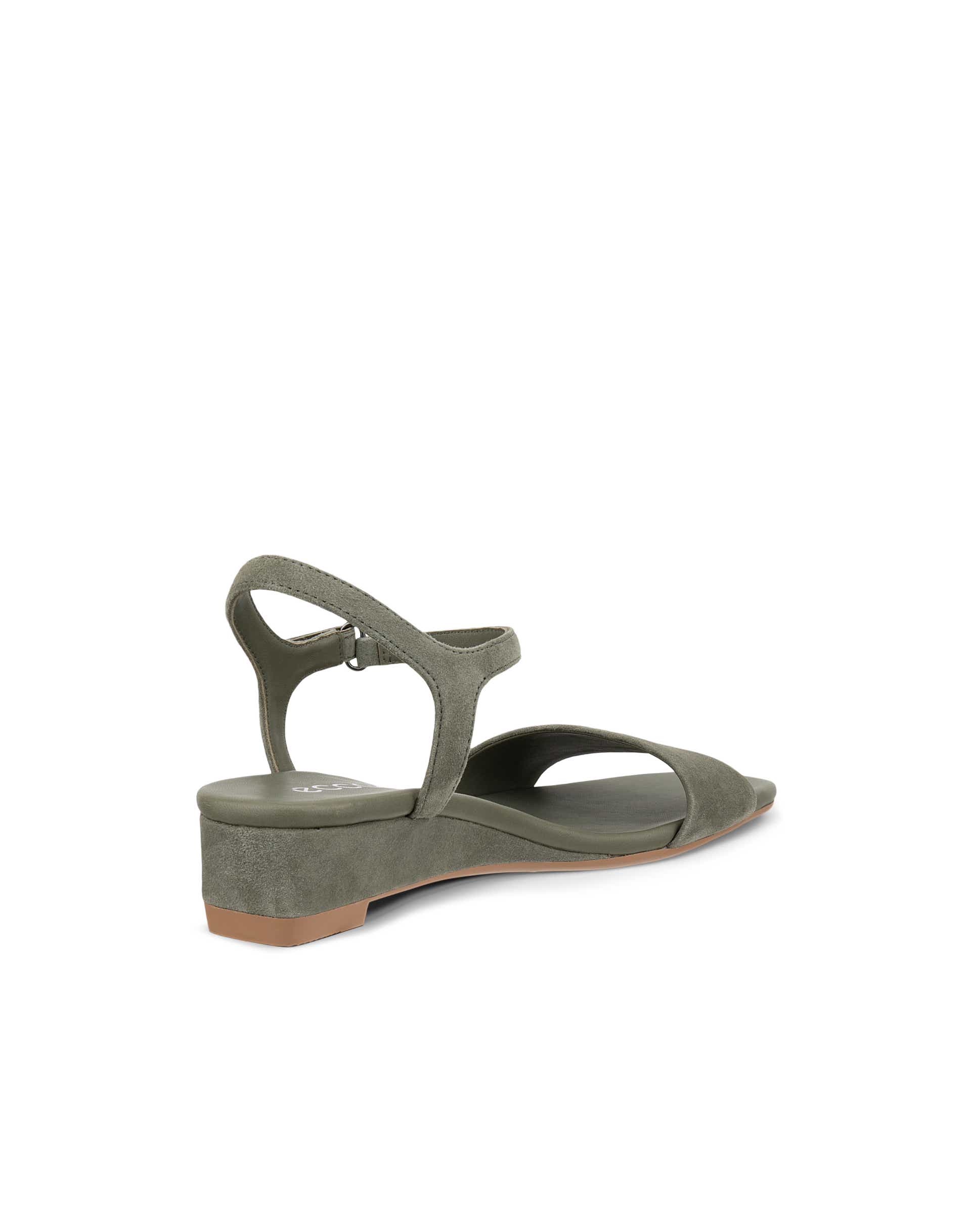 Women's ECCO® Astrid Leather Wedge Sandal - Green - Back