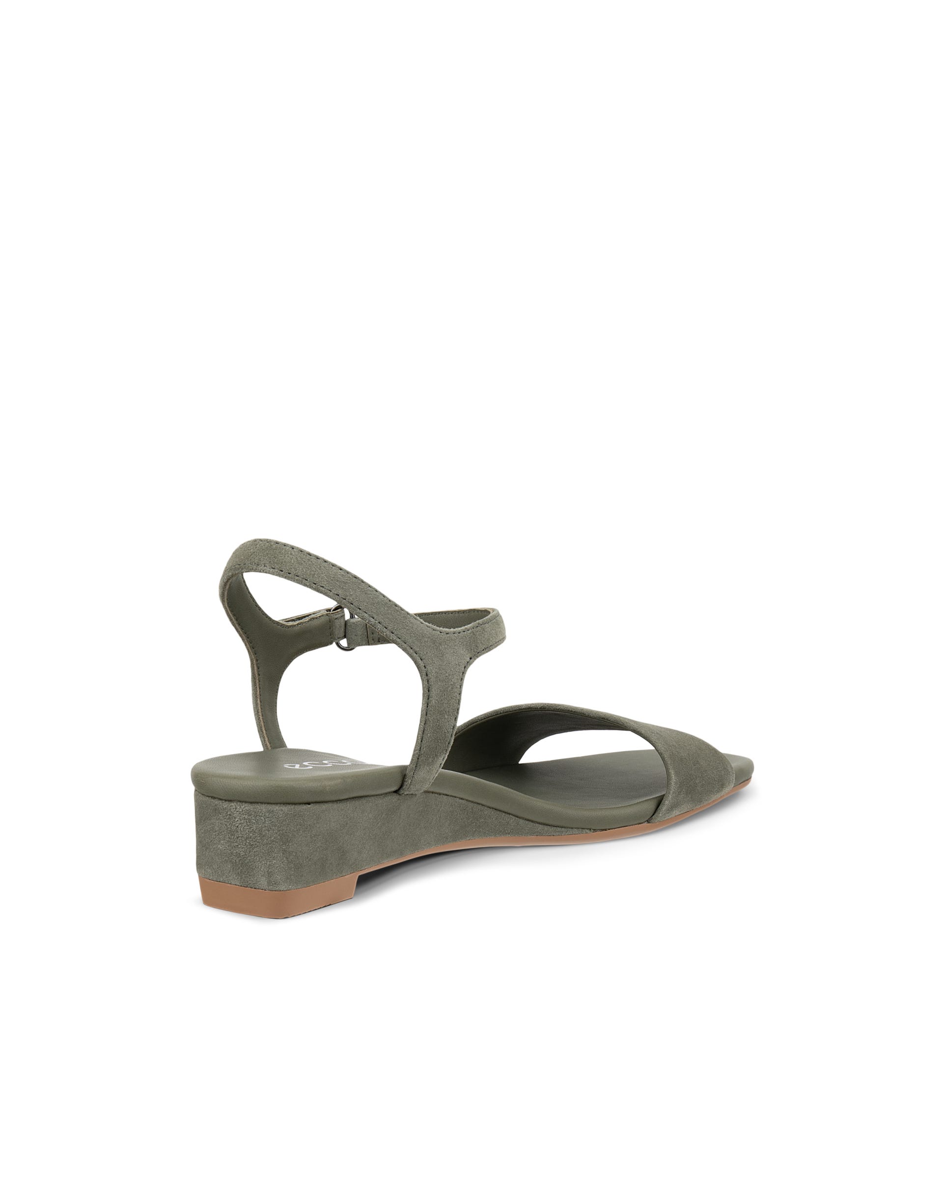 Women's ECCO® Astrid Leather Wedge Sandal - Green - Back