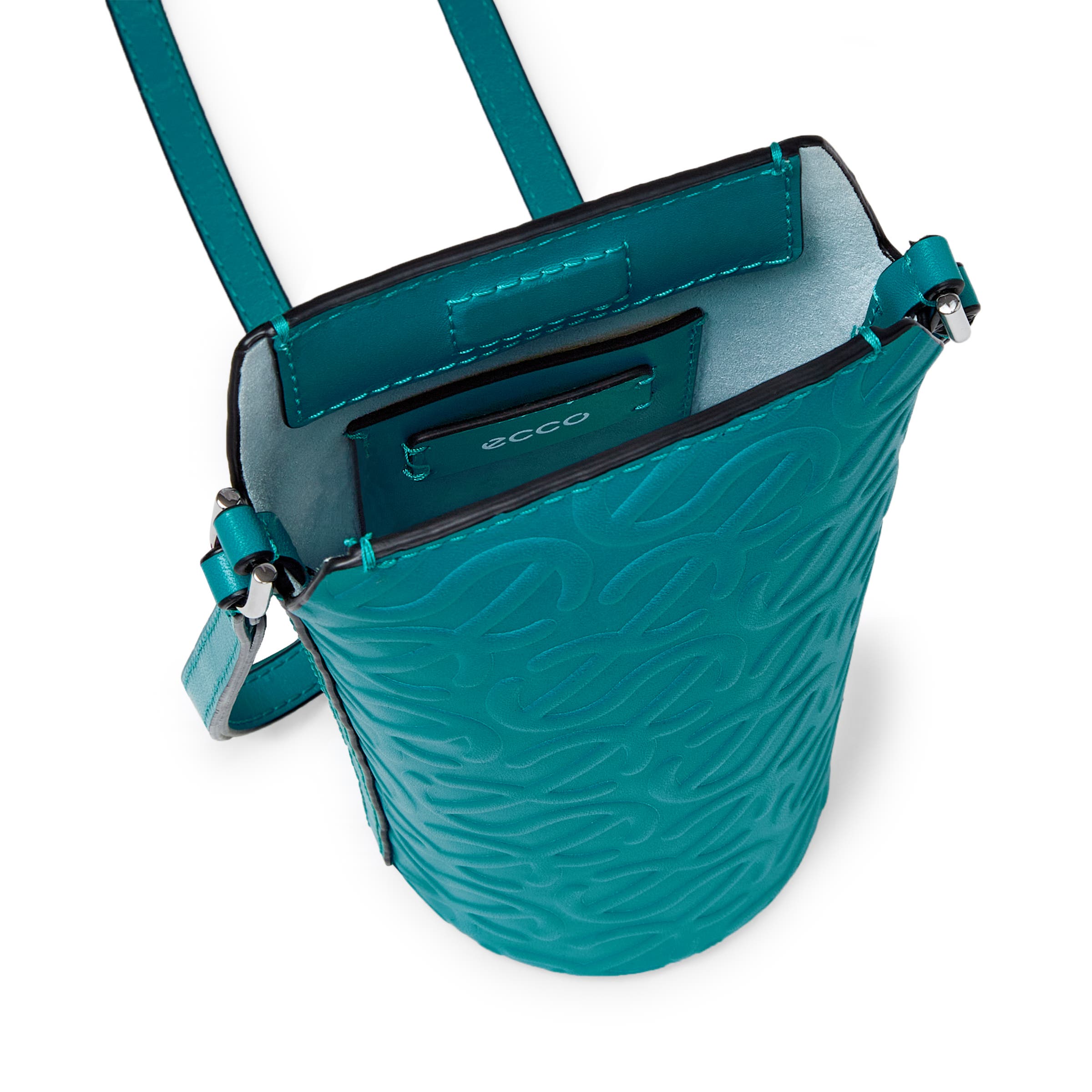 ECCO® Wave Pot Leather Crossbody Bag - Blue - Inside