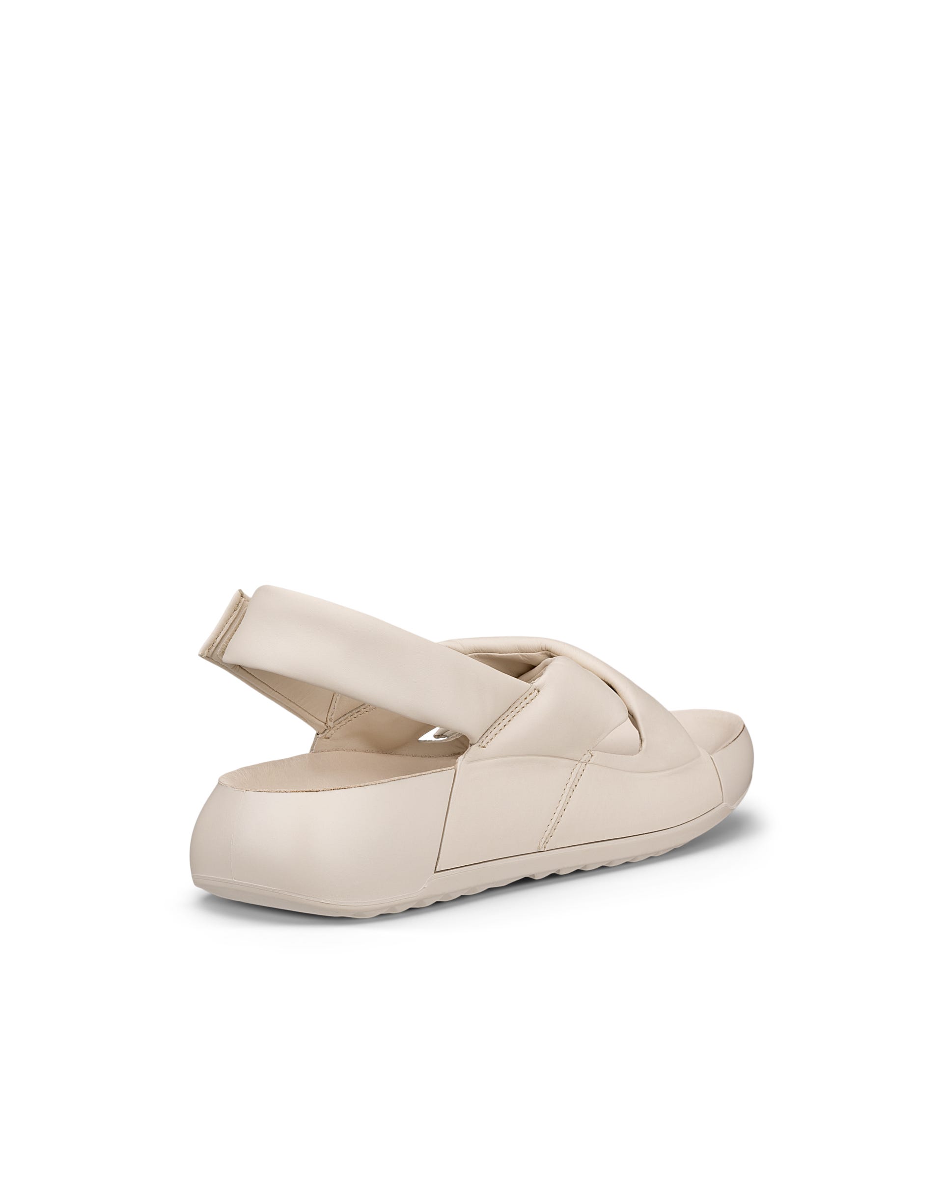 Women's ECCO® Cozmo Platform Leather Two Strap Sandal - Beige - Back